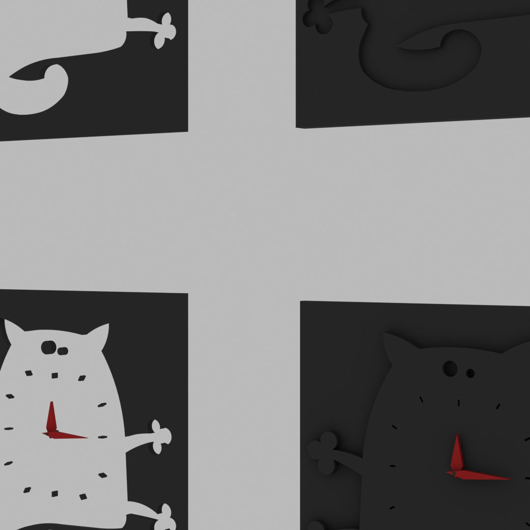 cat cartoon-wall-clock 3D model_1
