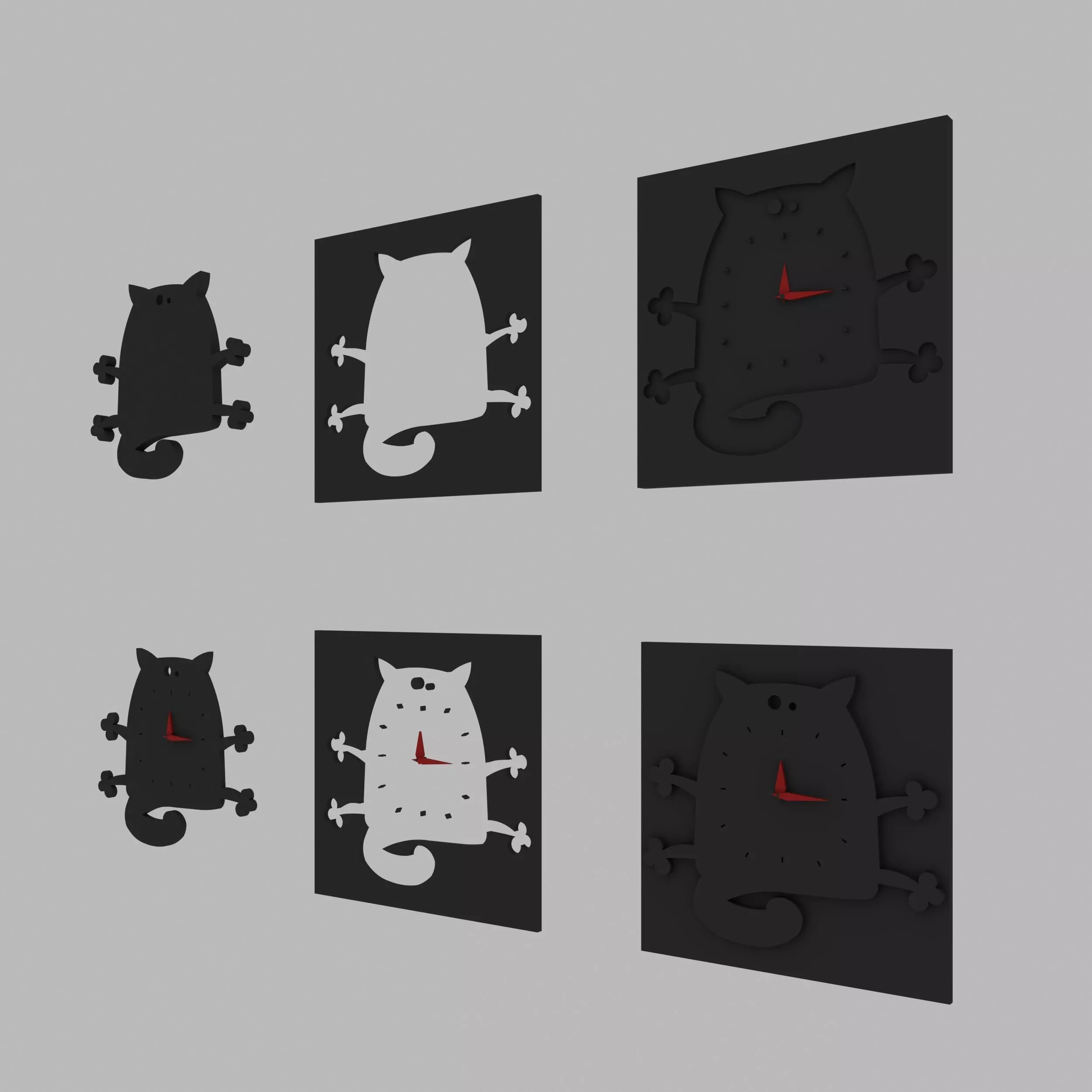 cat cartoon-wall-clock 3D model_0