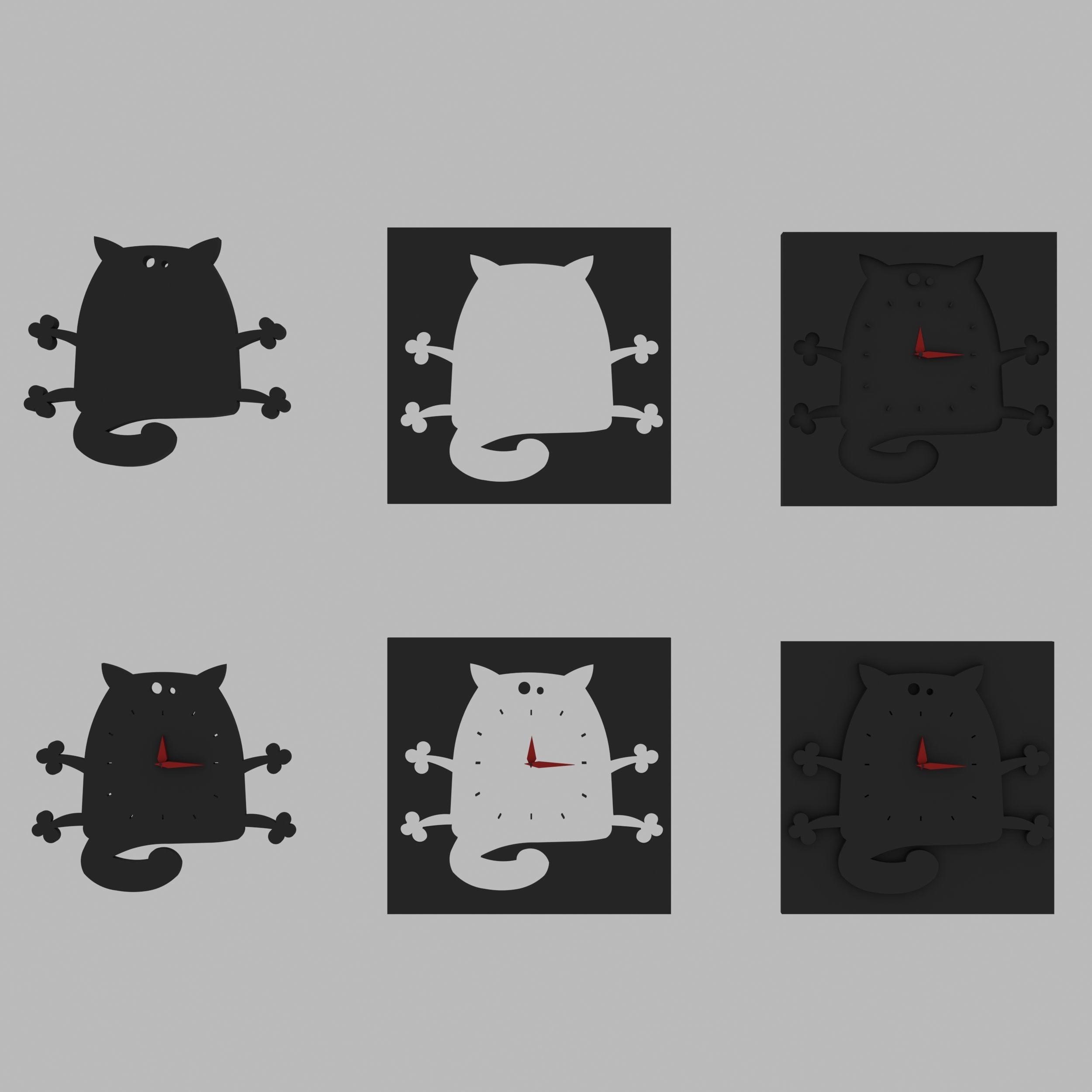 cat cartoon-wall-clock 3D model_2