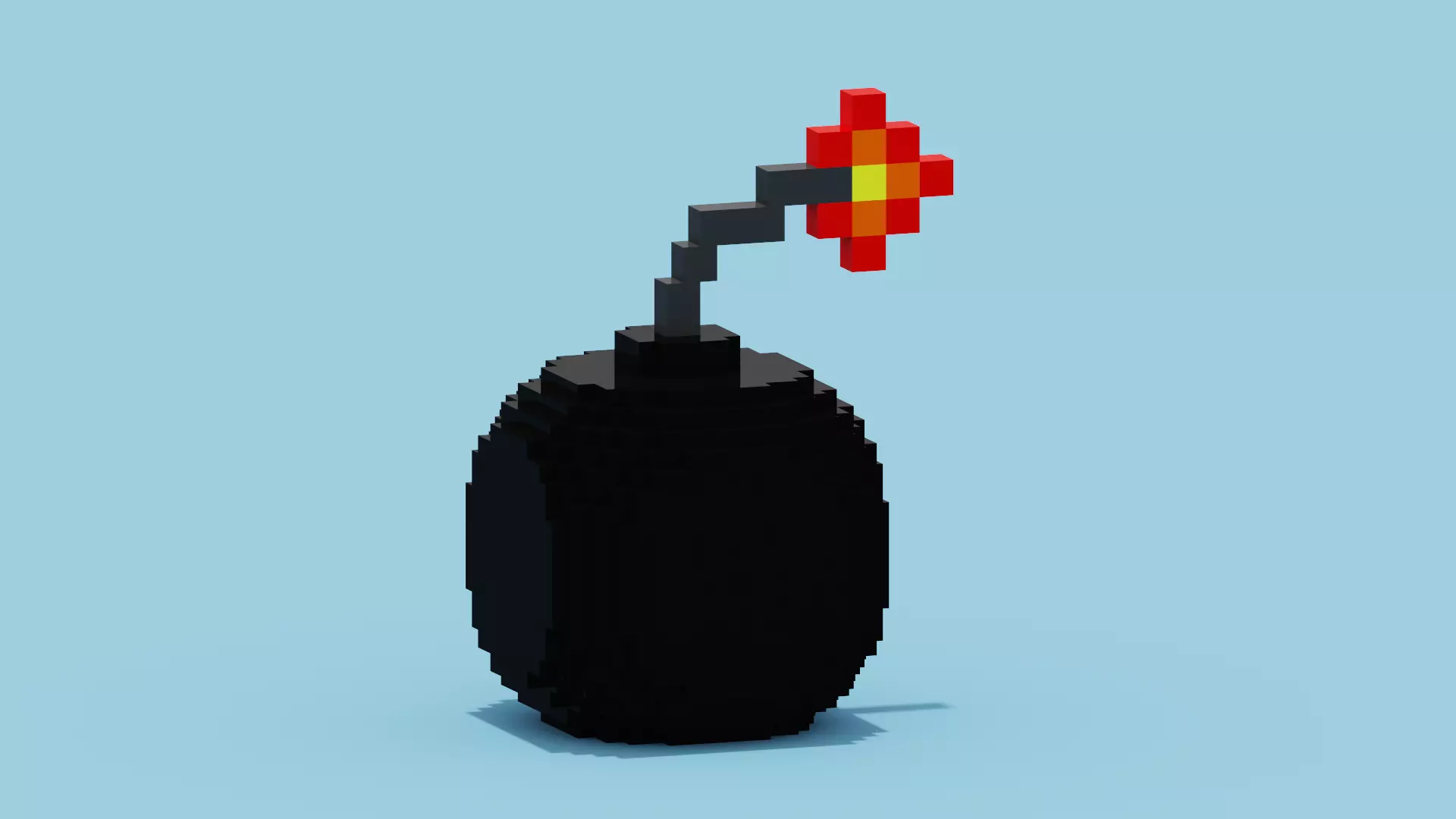 Voxel Bomb Low-poly 3D model_0