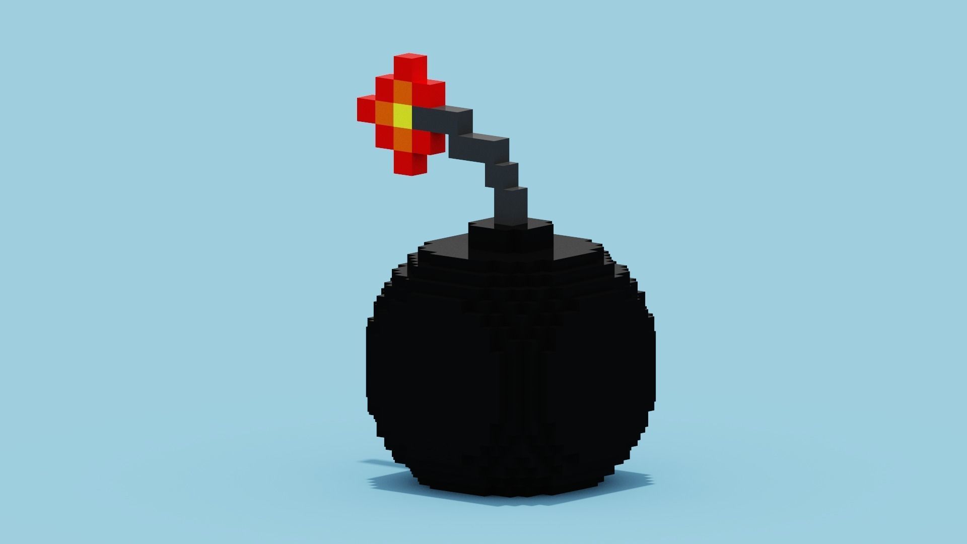 Voxel Bomb Low-poly 3D model_8