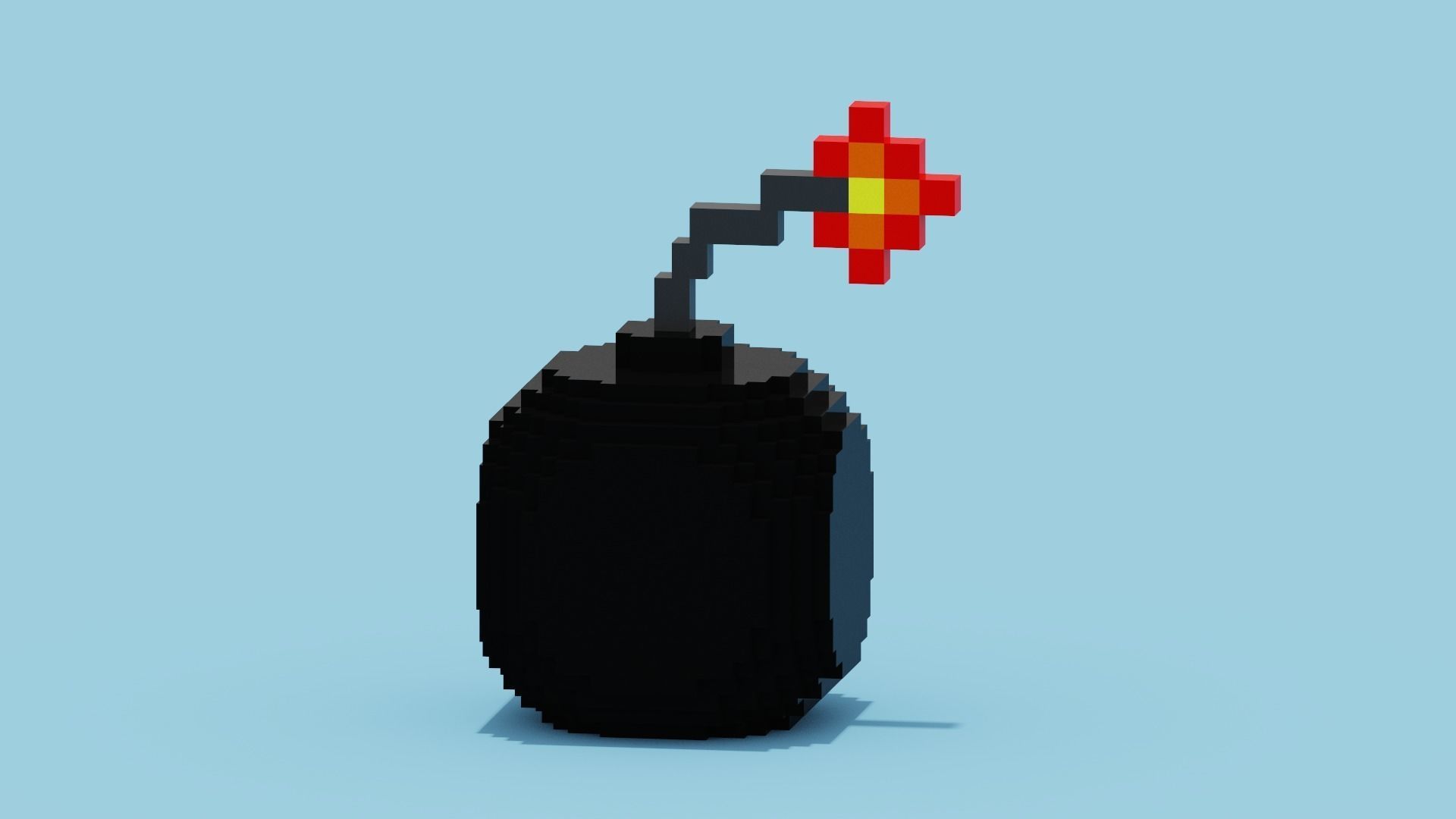 Voxel Bomb Low-poly 3D model_1