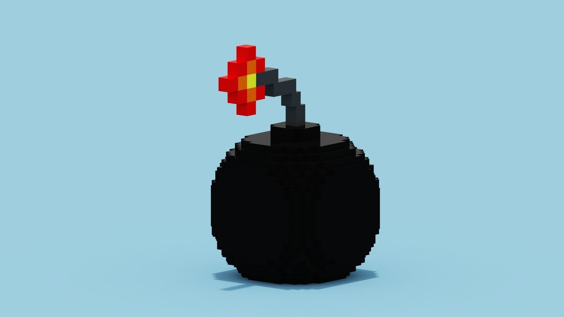 Voxel Bomb Low-poly 3D model_5