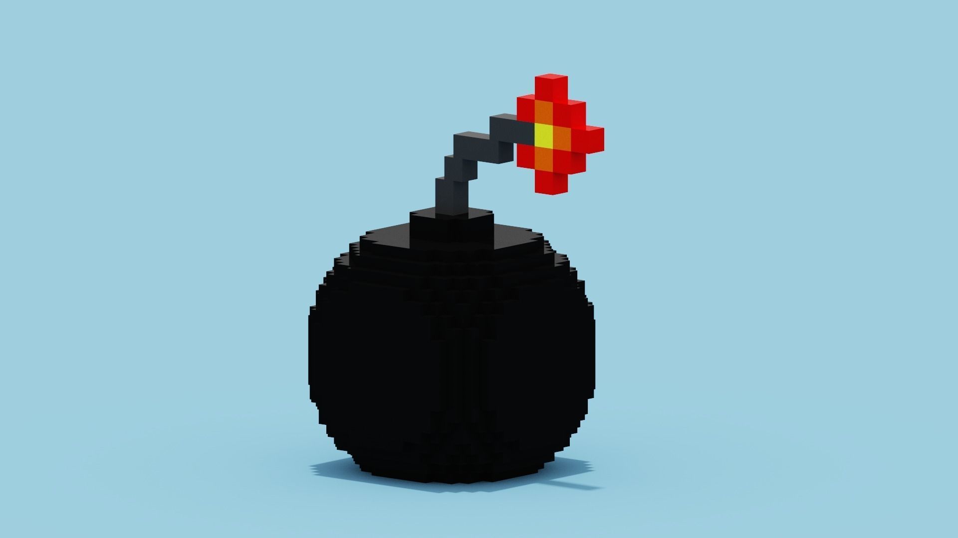 Voxel Bomb Low-poly 3D model_2
