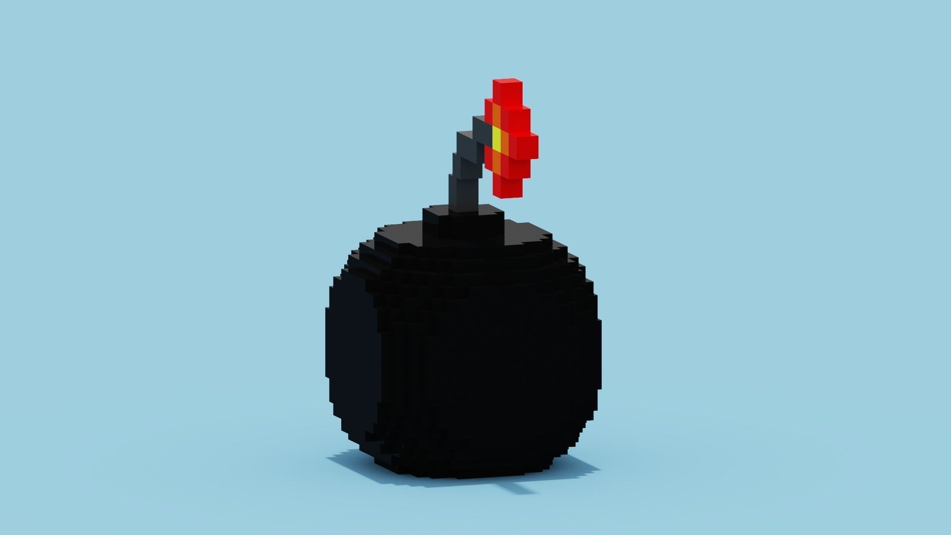 Voxel Bomb Low-poly 3D model_3