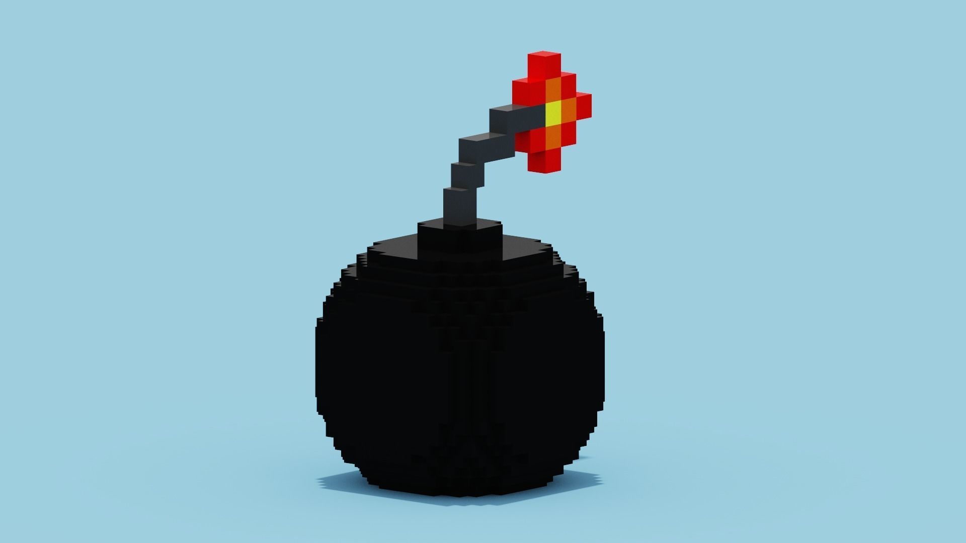 Voxel Bomb Low-poly 3D model_11