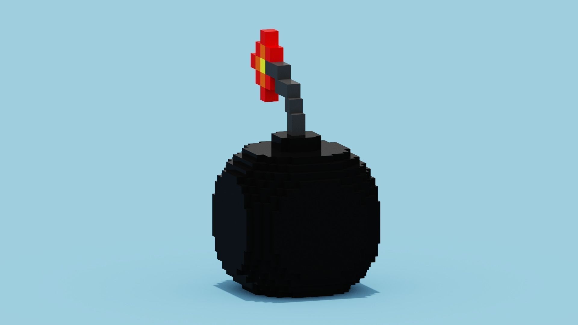 Voxel Bomb Low-poly 3D model_9