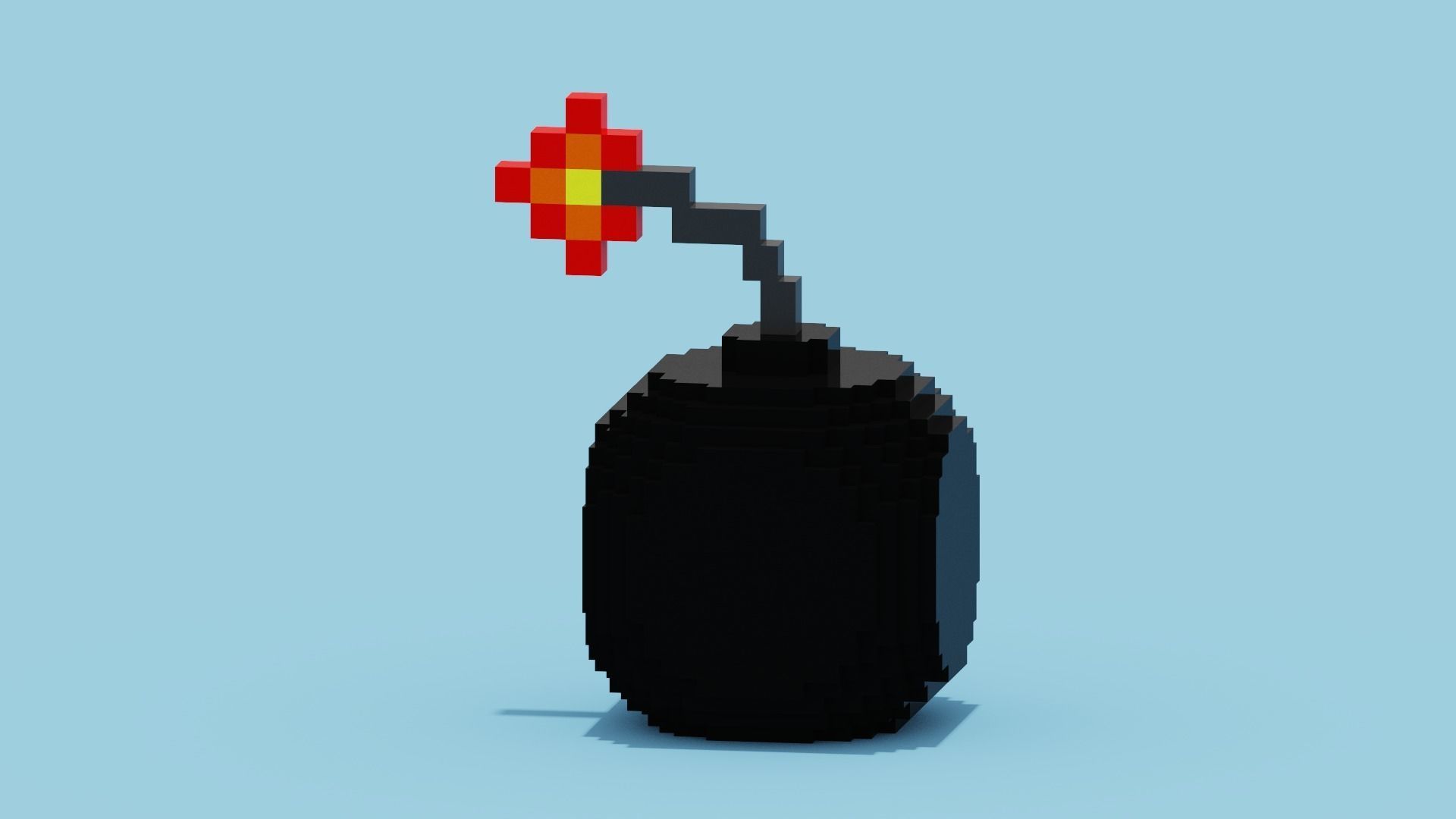 Voxel Bomb Low-poly 3D model_7