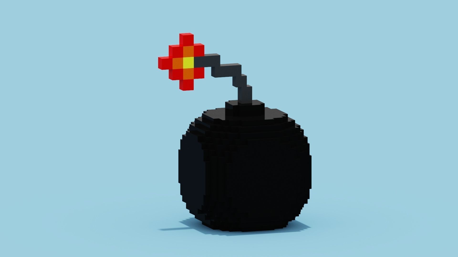 Voxel Bomb Low-poly 3D model_6