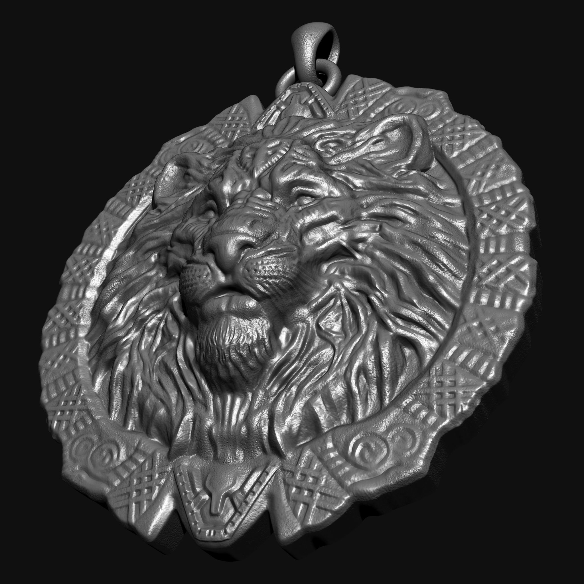 Lion Head Pendant 3D print model 3D print model_5