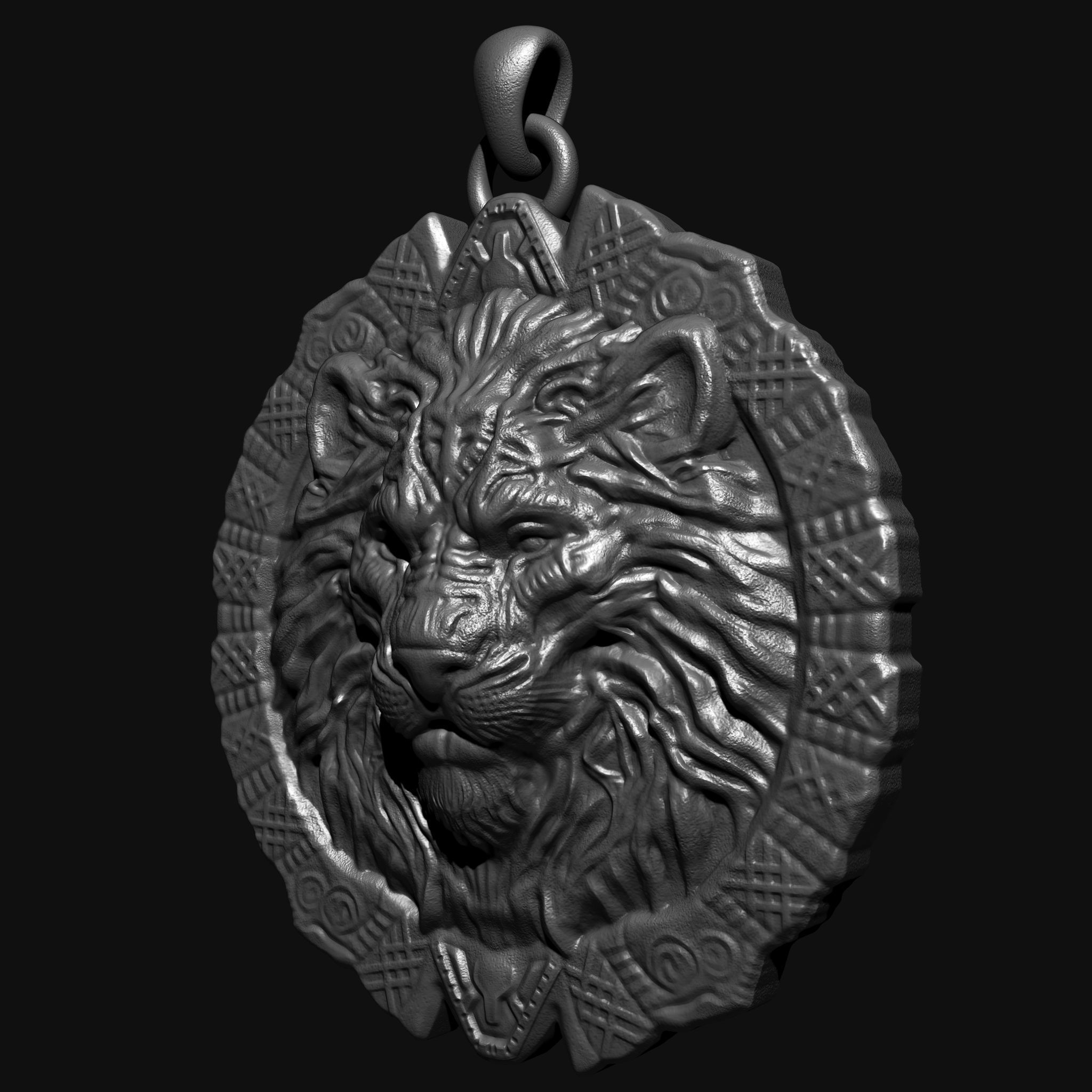 Lion Head Pendant 3D print model 3D print model_2