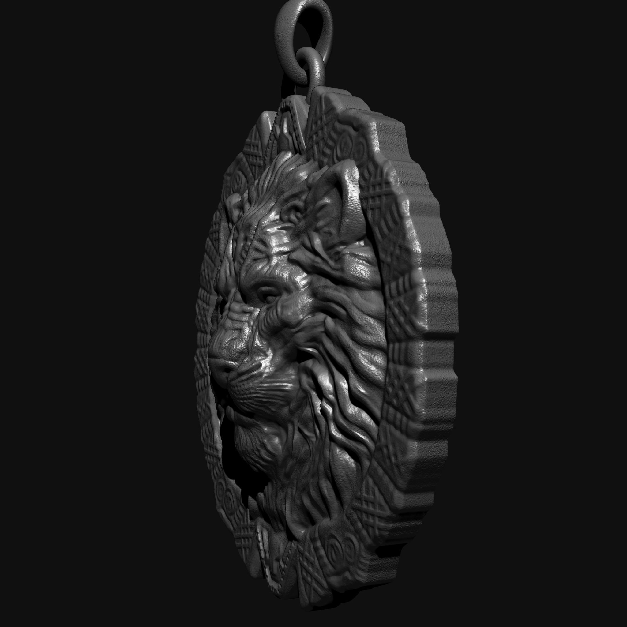 Lion Head Pendant 3D print model 3D print model_7