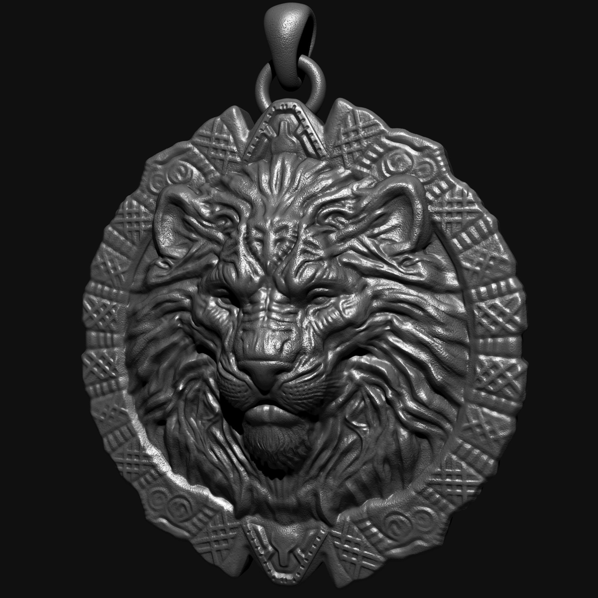 Lion Head Pendant 3D print model 3D print model_4