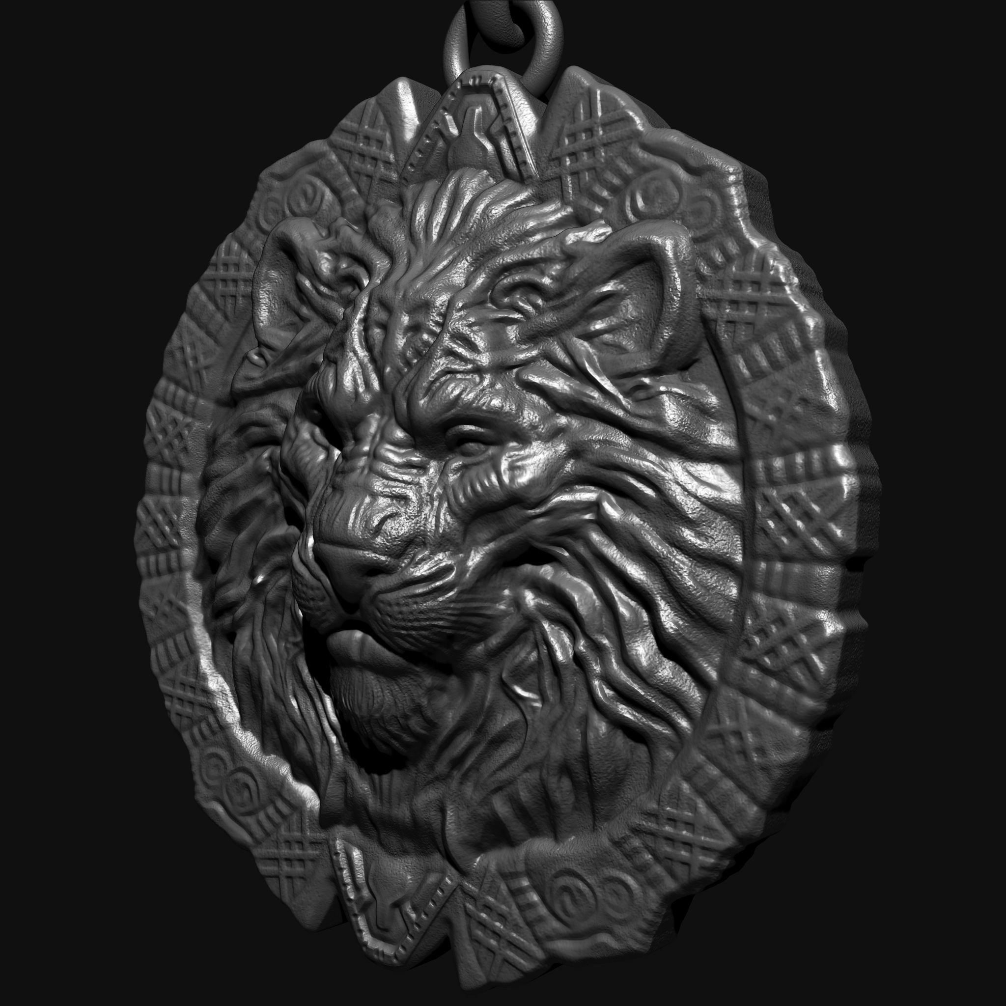 Lion Head Pendant 3D print model 3D print model_6