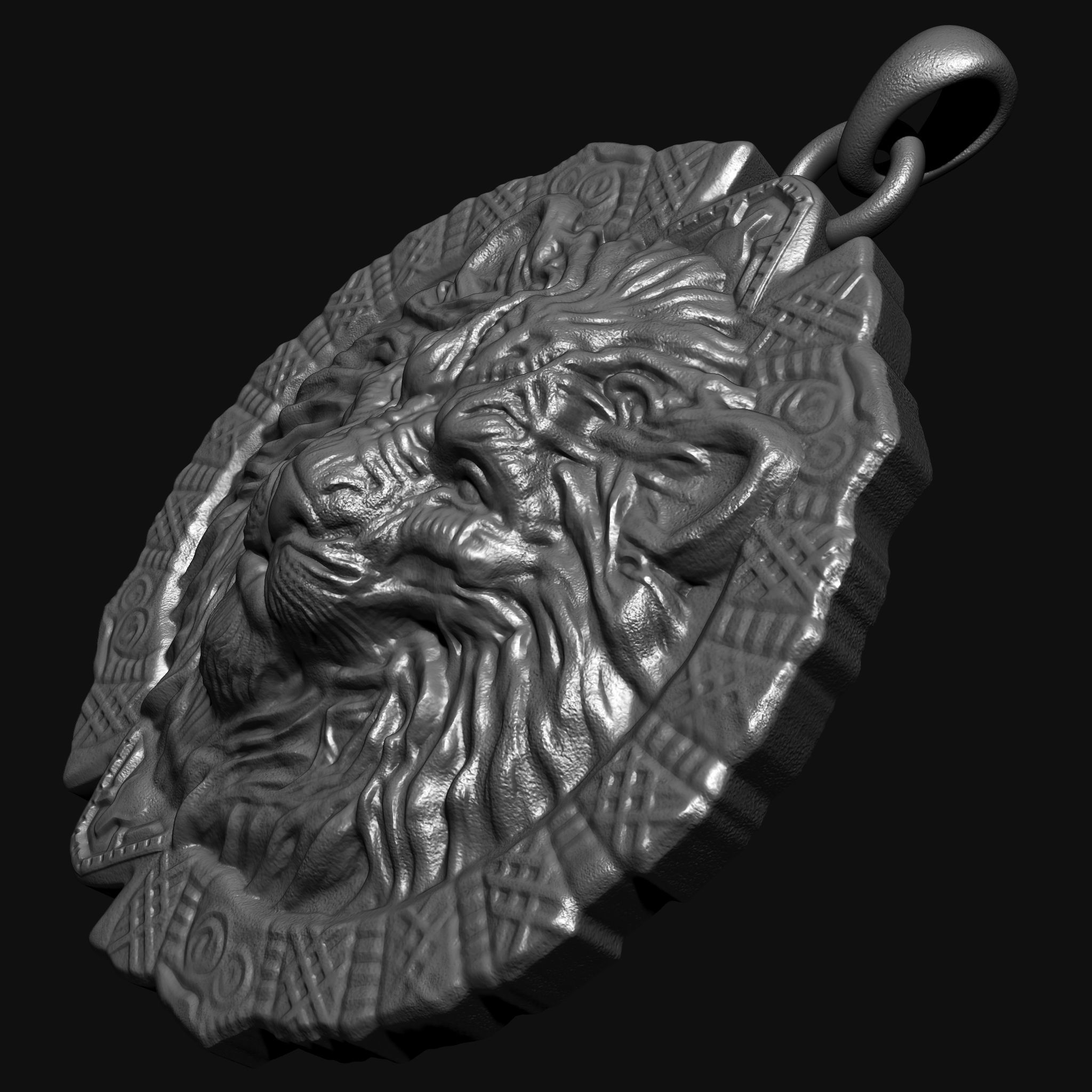 Lion Head Pendant 3D print model 3D print model_3