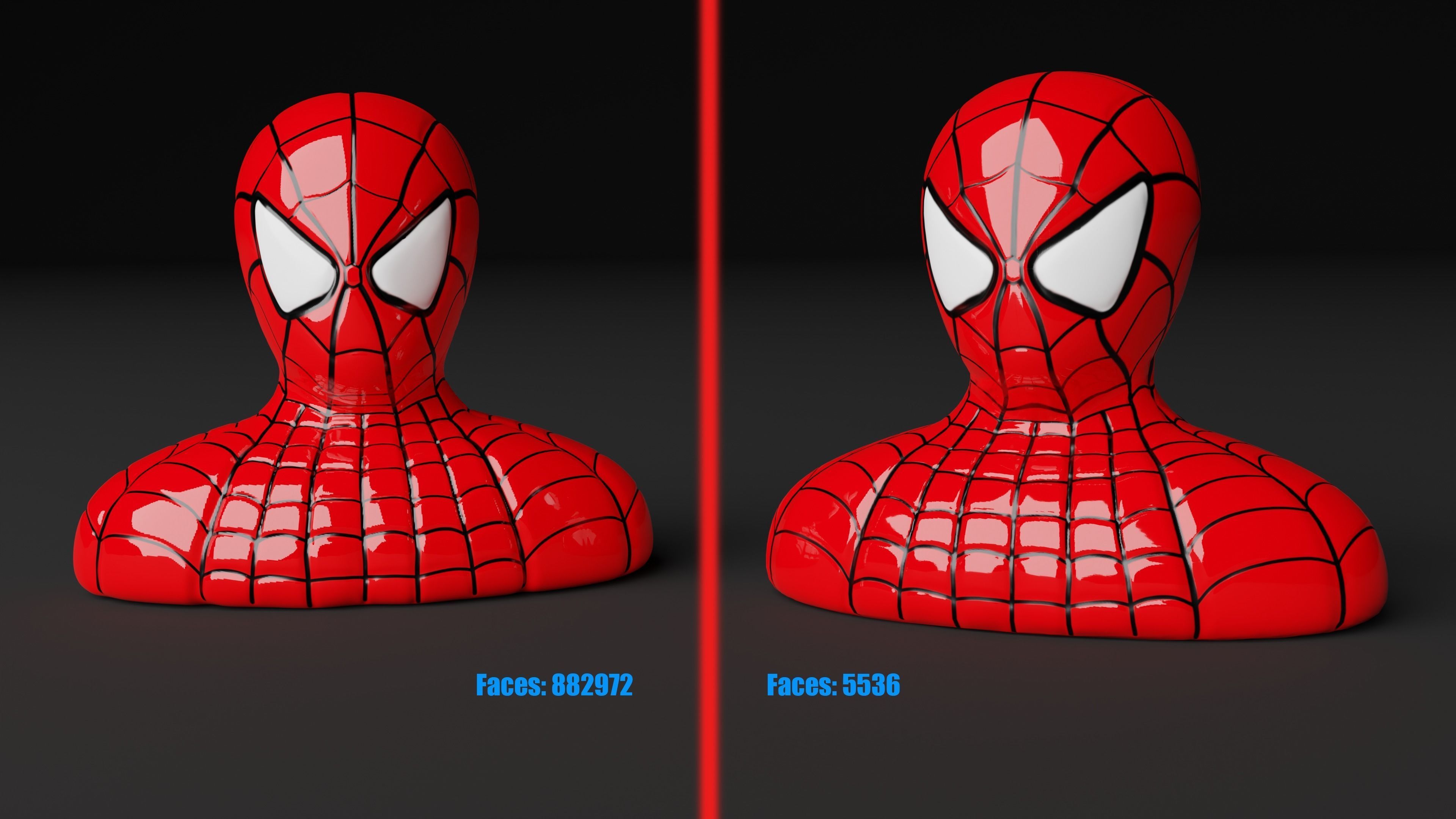 Spider-Man Bust Ceramic Statue Low-poly 3D model_6