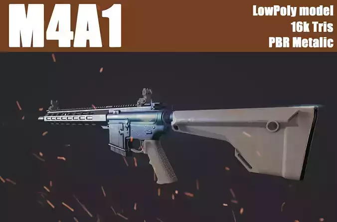 M4A1 LowPoly Game Ready Model ar - rifle
