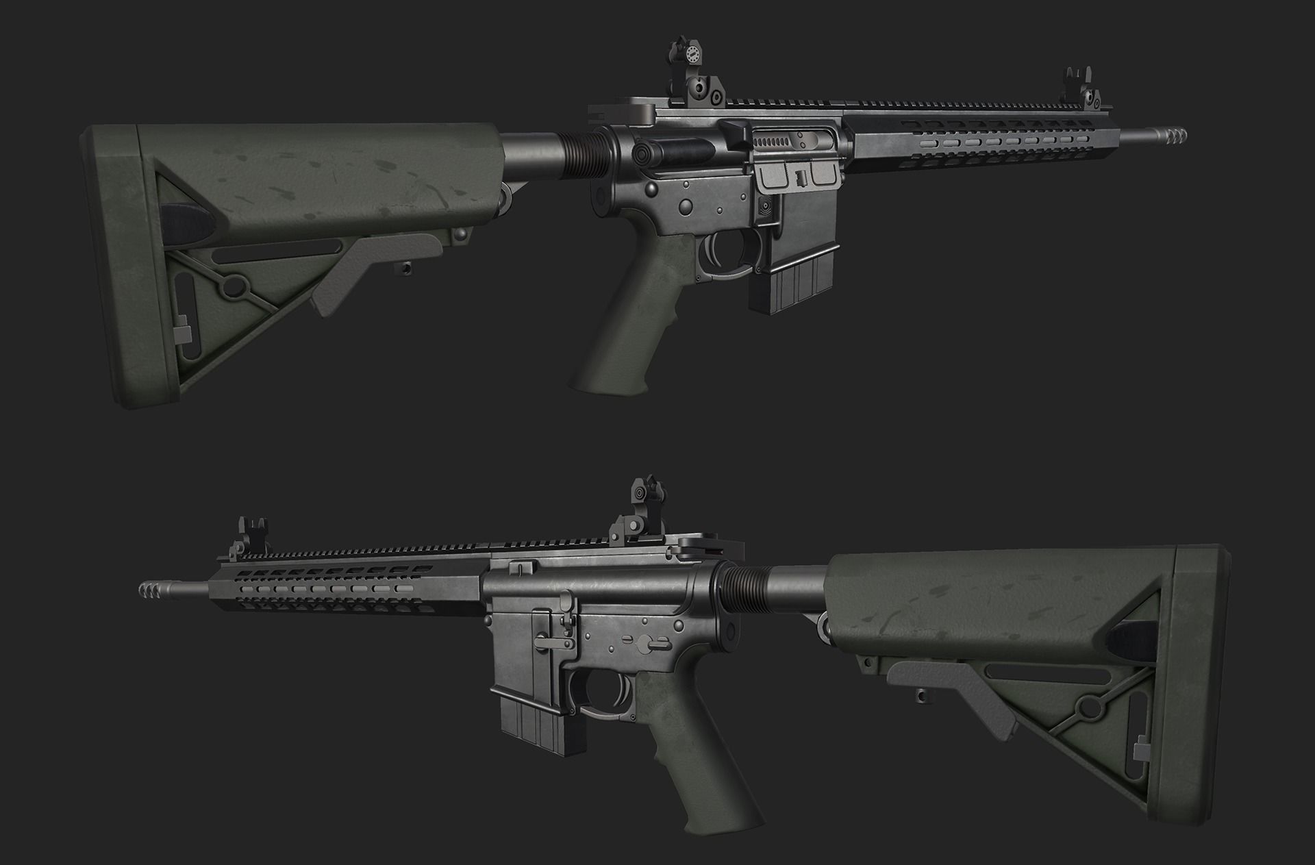 M4A1 v2 LowPoly Game Ready Model  Low-poly 3D model_2