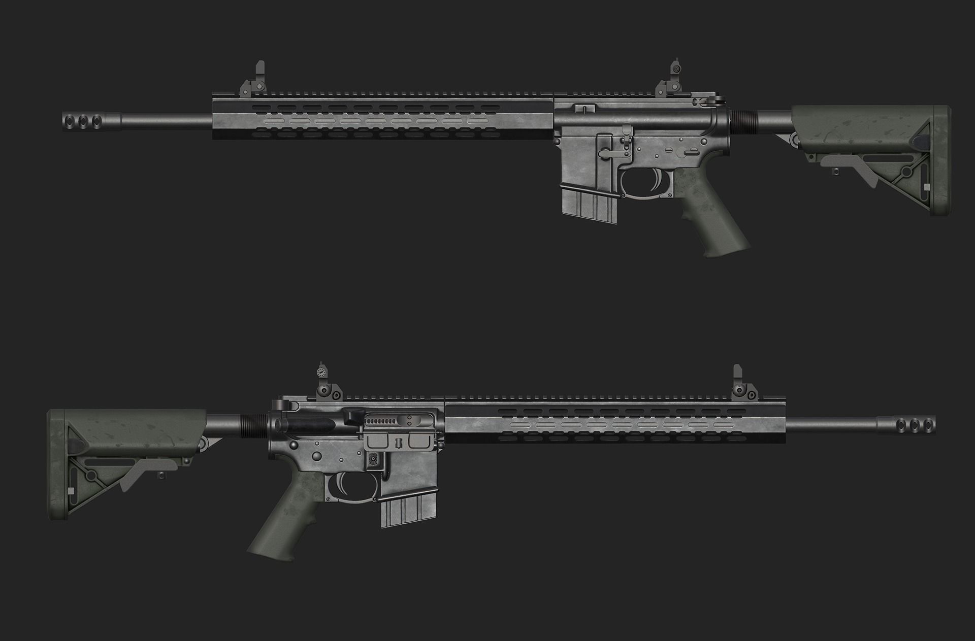 M4A1 v2 LowPoly Game Ready Model  Low-poly 3D model_1