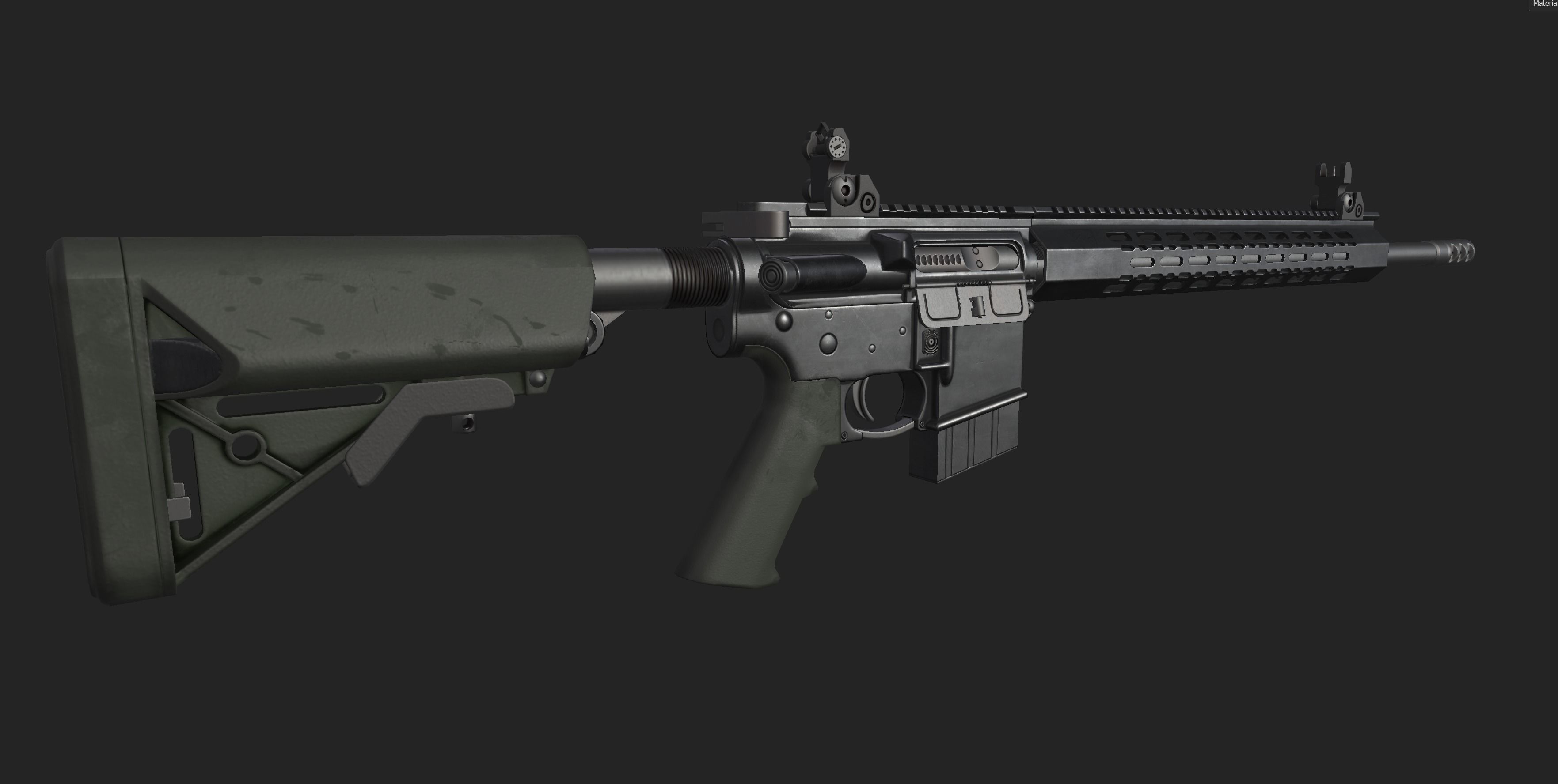 M4A1 v2 LowPoly Game Ready Model  Low-poly 3D model_5