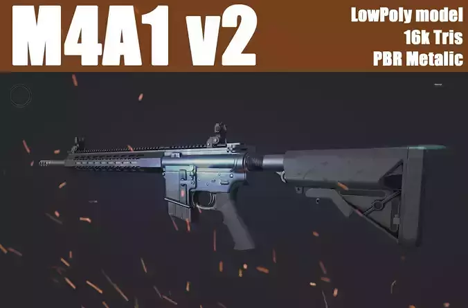 M4A1 v2 LowPoly Game Ready Model 