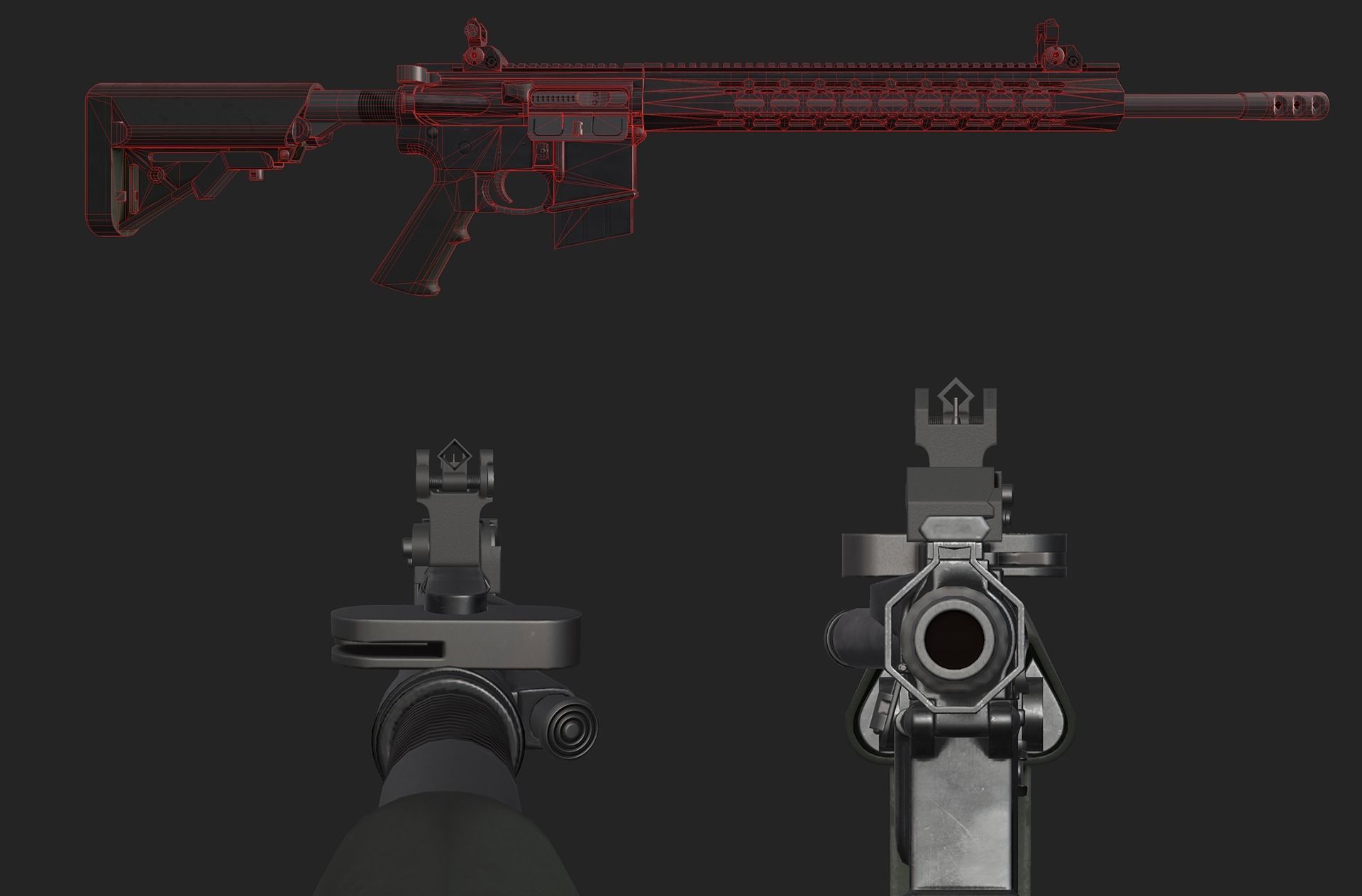 M4A1 v2 LowPoly Game Ready Model  Low-poly 3D model_3