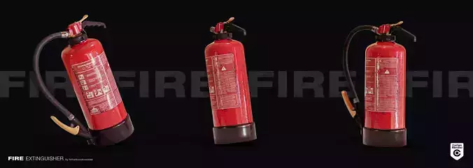 RUSTY CO2 FIRE EXTINGUISHER - GAME READY - LOW POLY - PBR