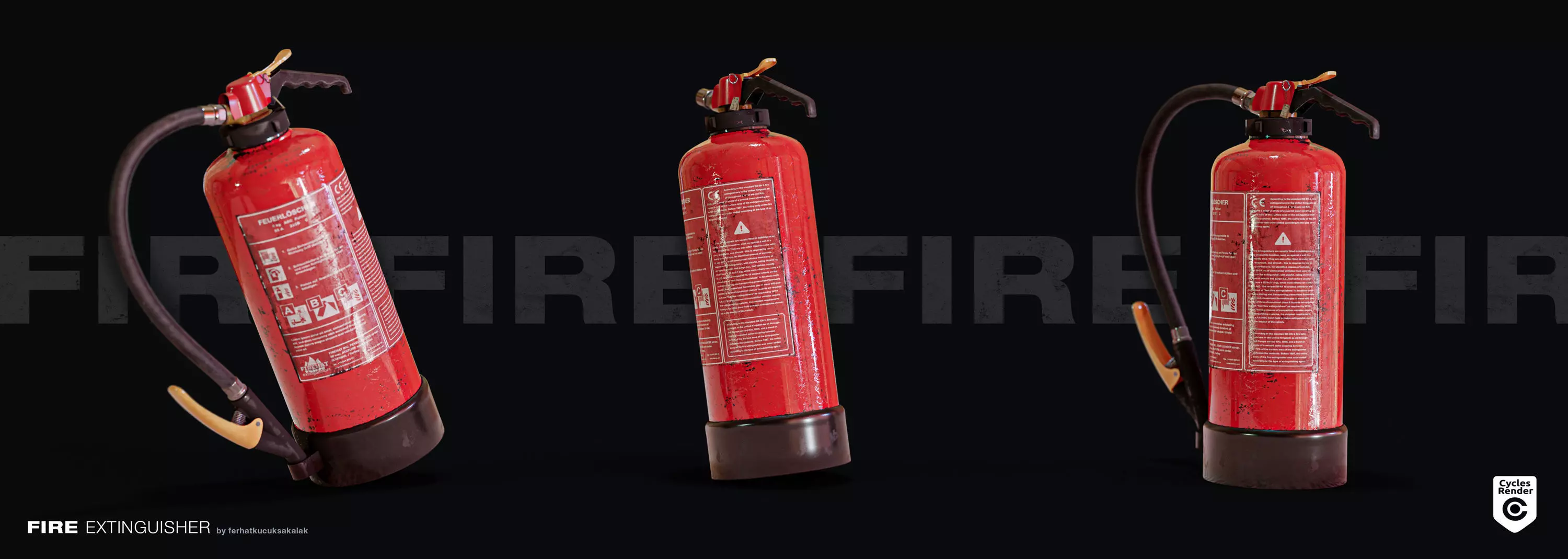 RUSTY CO2 FIRE EXTINGUISHER - GAME READY - LOW POLY - PBR Low-poly 3D model