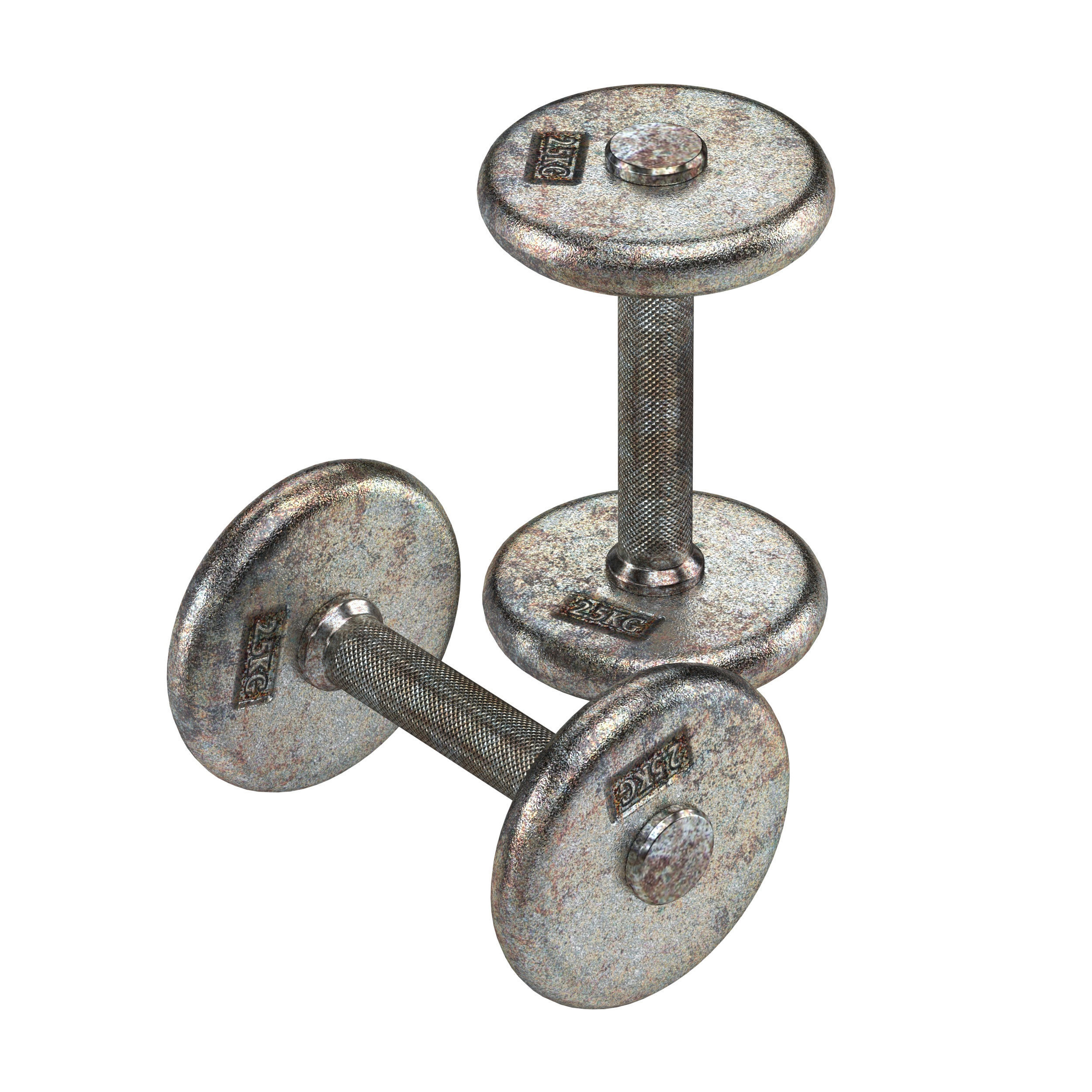 A set of 20 rusty dumbbells from 5 to 100 kg  3D model_4