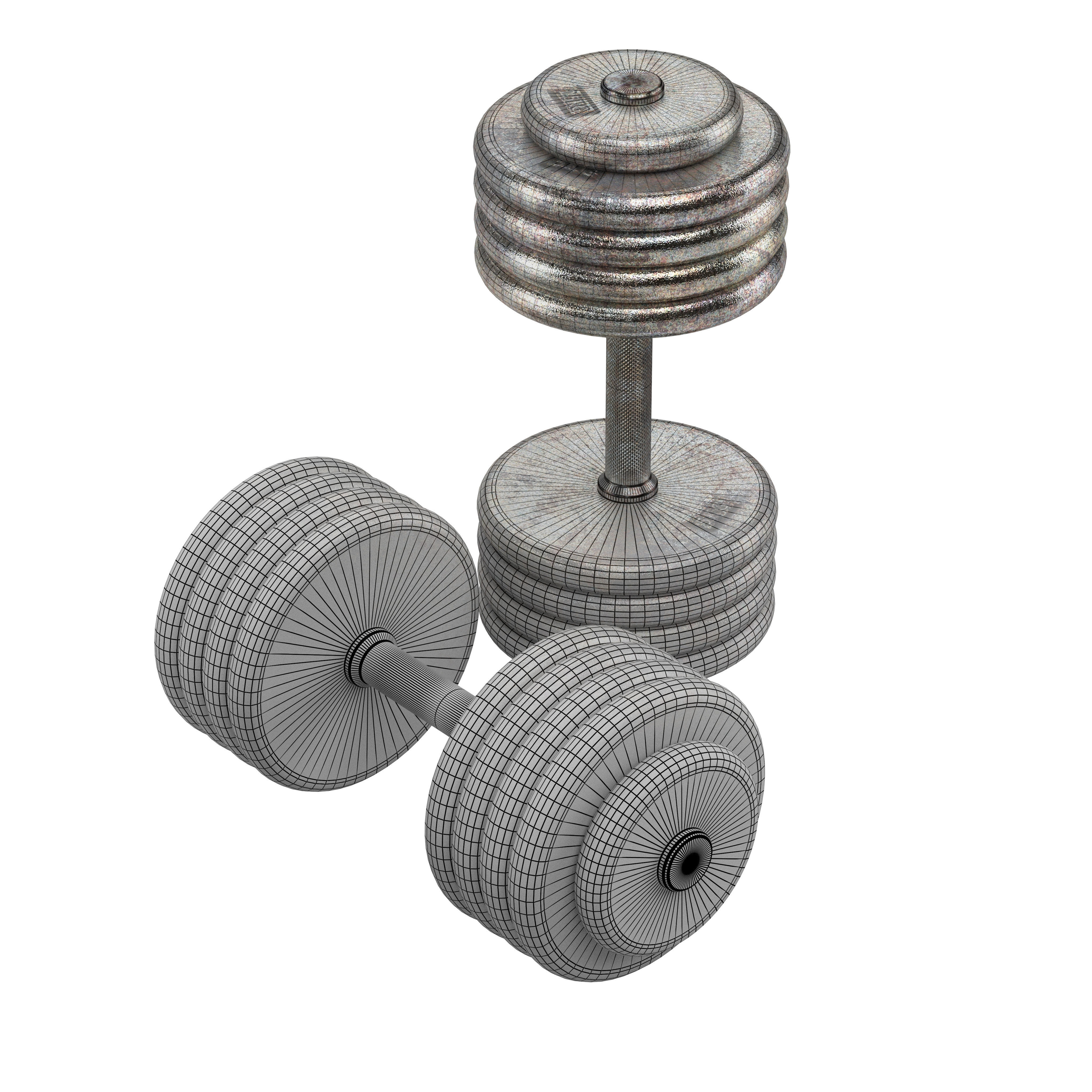 A set of 20 rusty dumbbells from 5 to 100 kg  3D model_9
