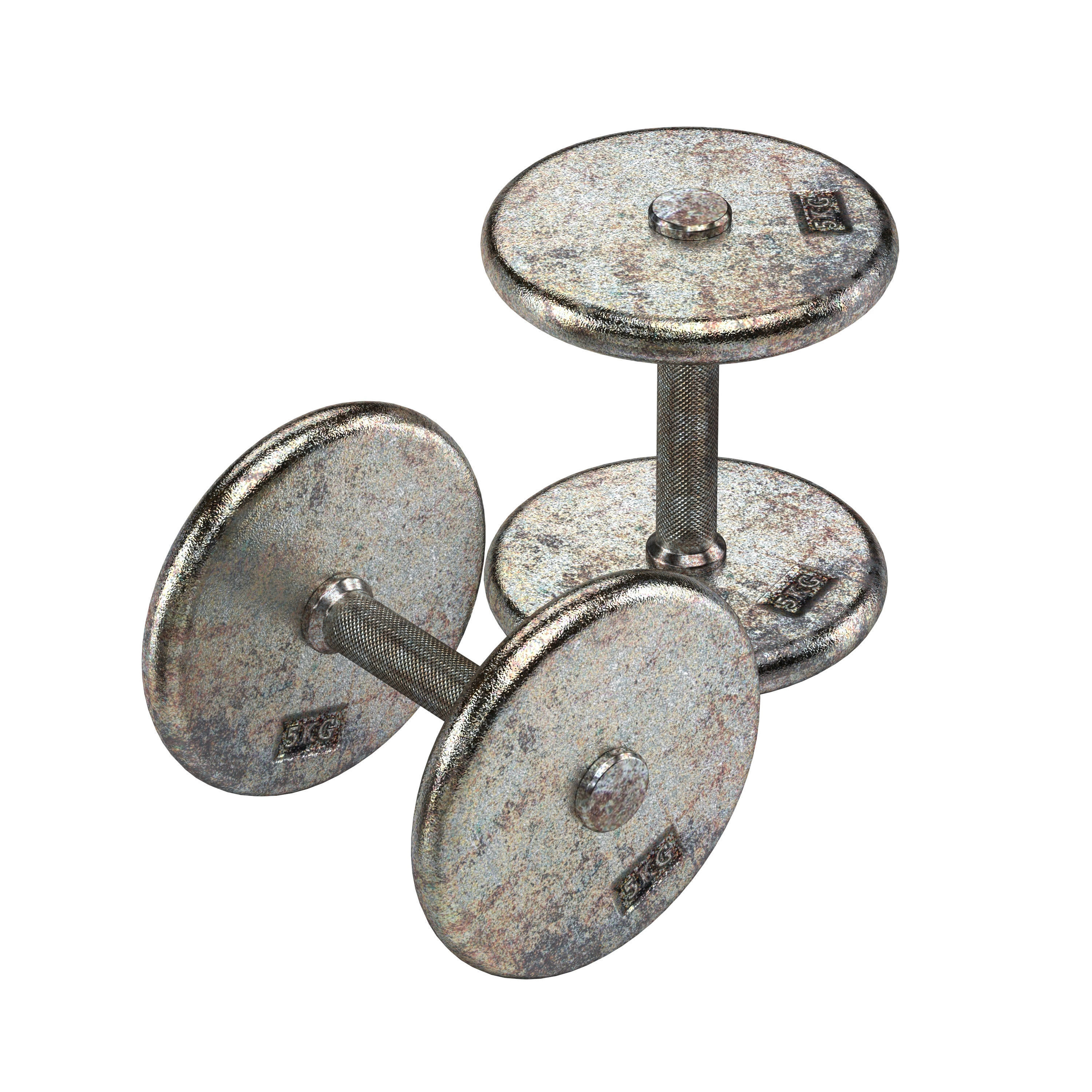 A set of 20 rusty dumbbells from 5 to 100 kg  3D model_3