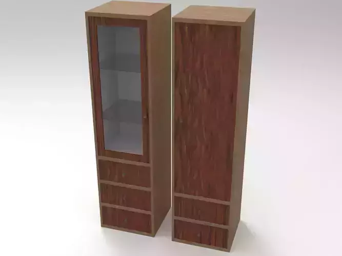 Closet two wooden cabinets with glass doors
