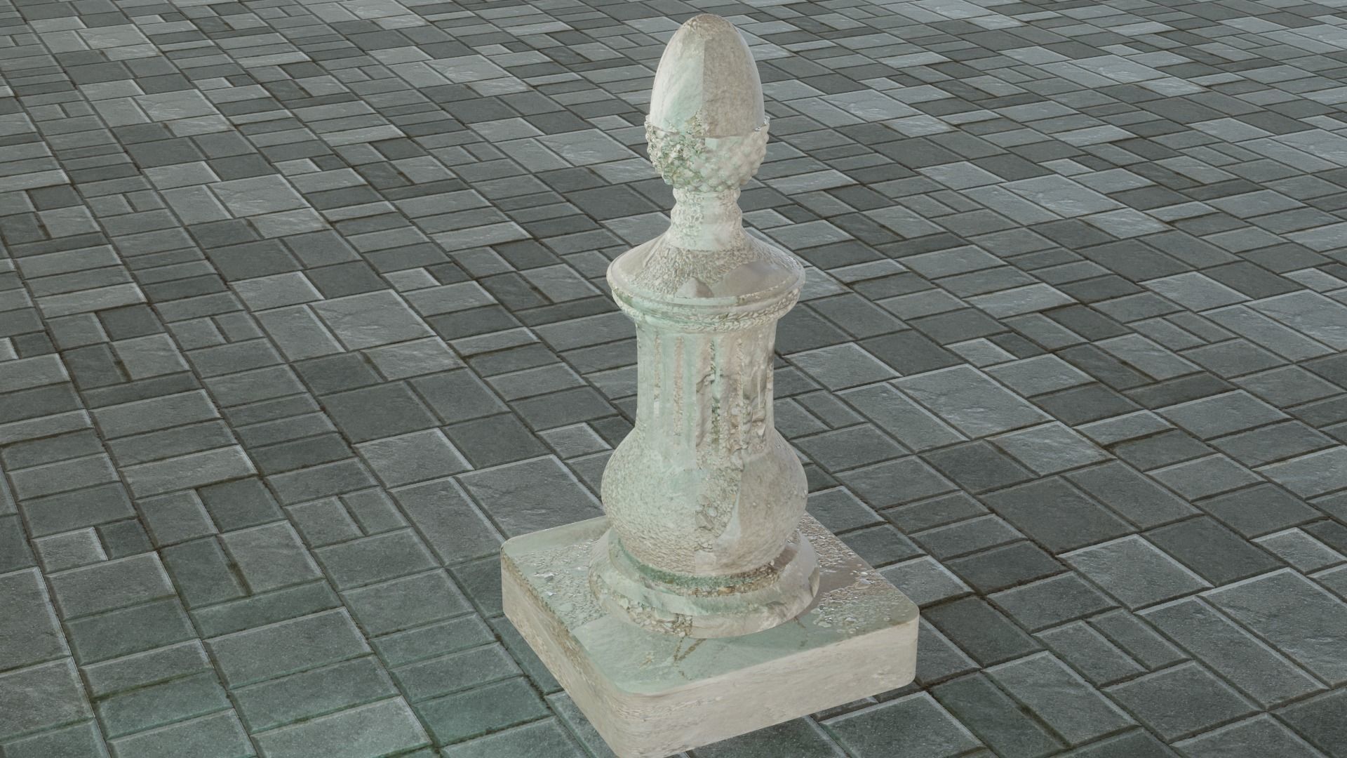 Pine cone column finial 3D print model_2