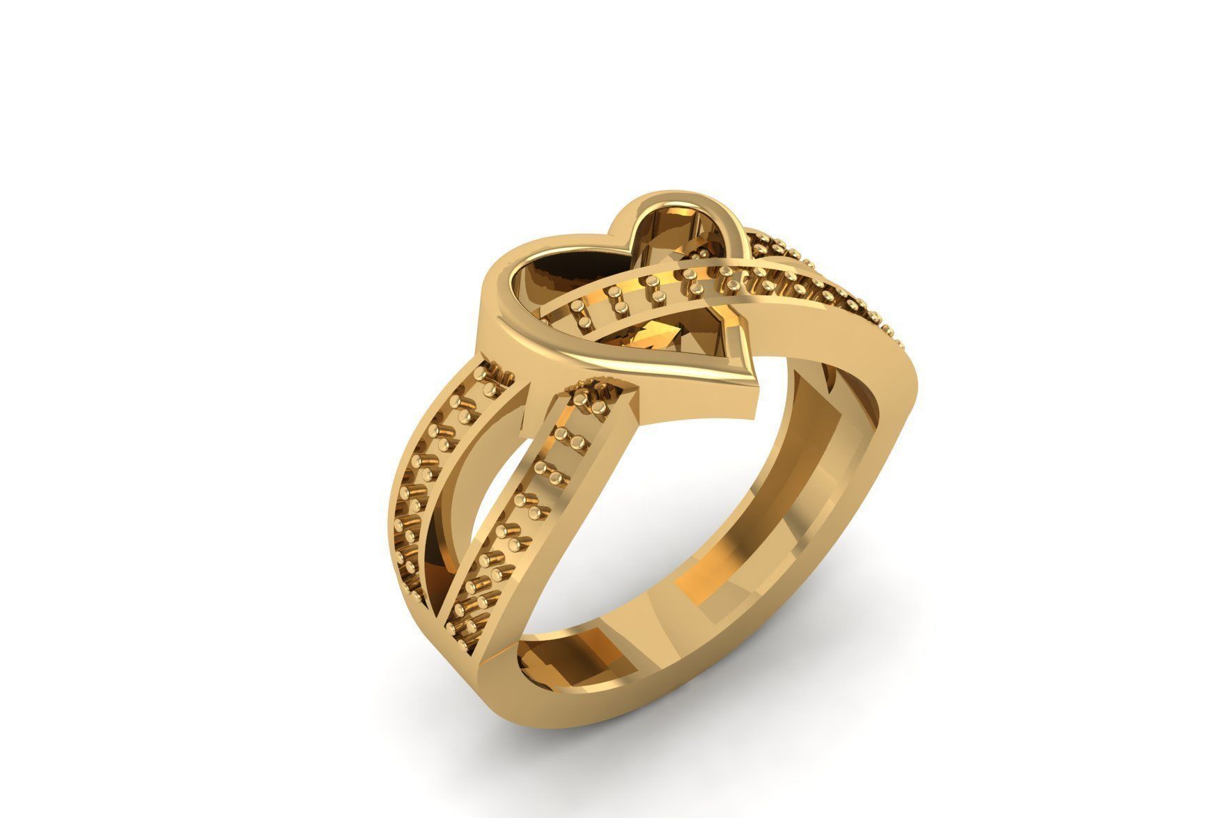 Heart Diamond Ring R 192 3D print model_3