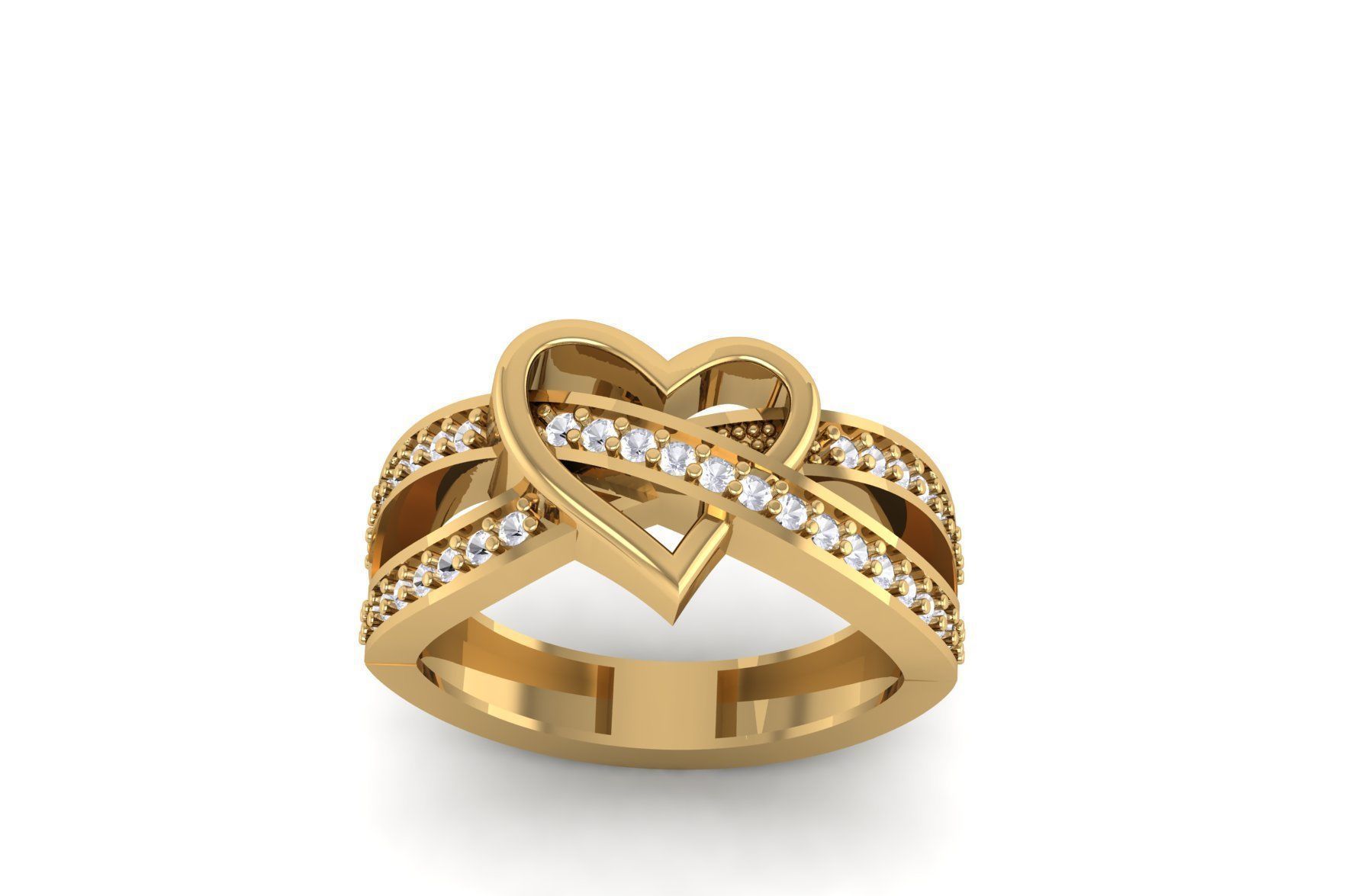 Heart Diamond Ring R 192 3D print model_1