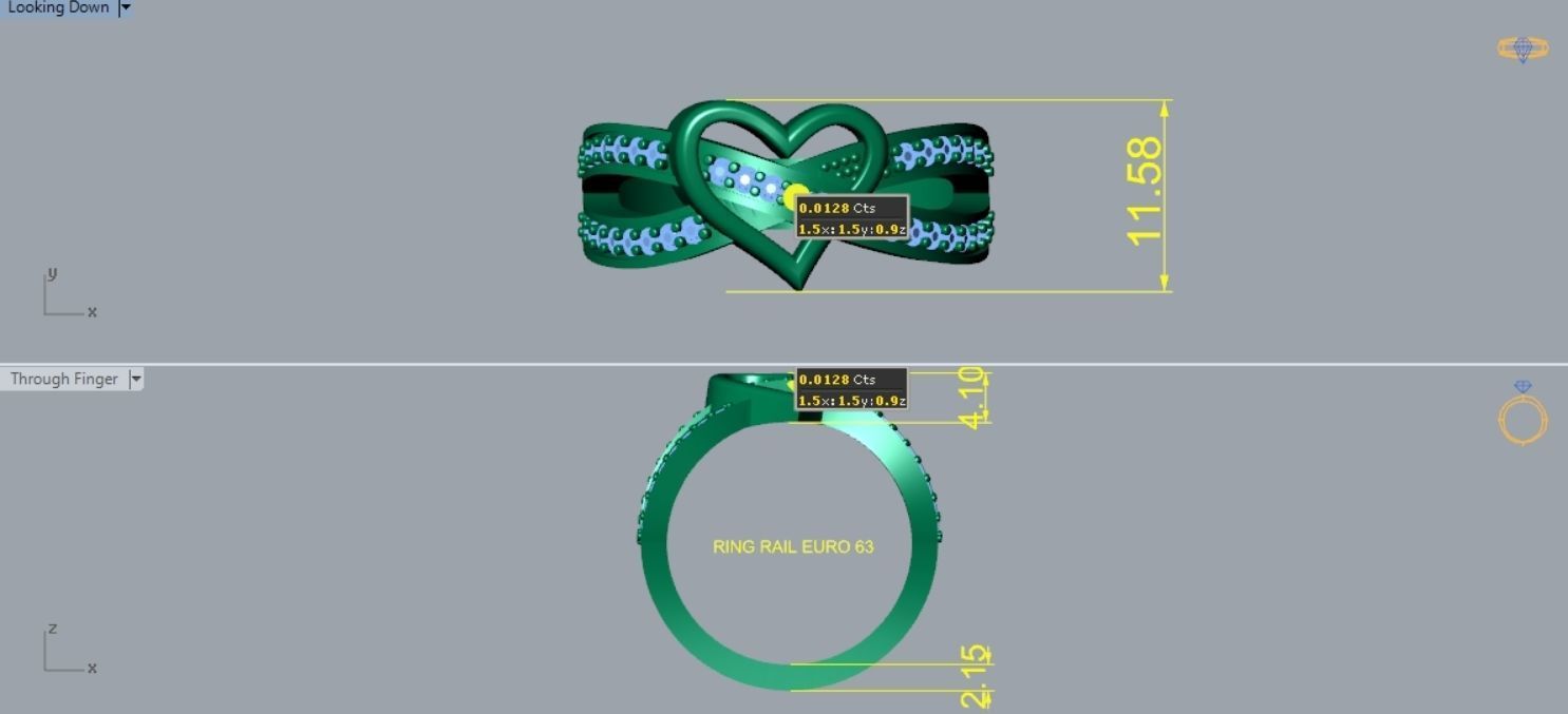 Heart Diamond Ring R 192 3D print model_4