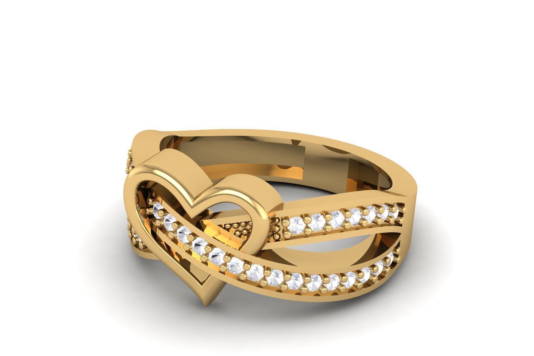 Heart Diamond Ring R 192 3D print model_2