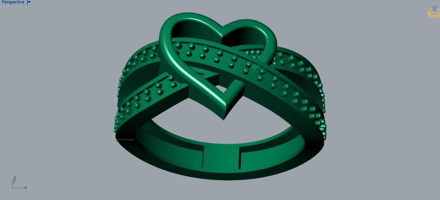 Heart Diamond Ring R 192 3D print model_6