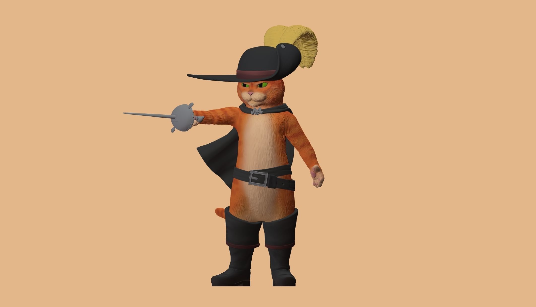 Gato con botas 3D print model_11