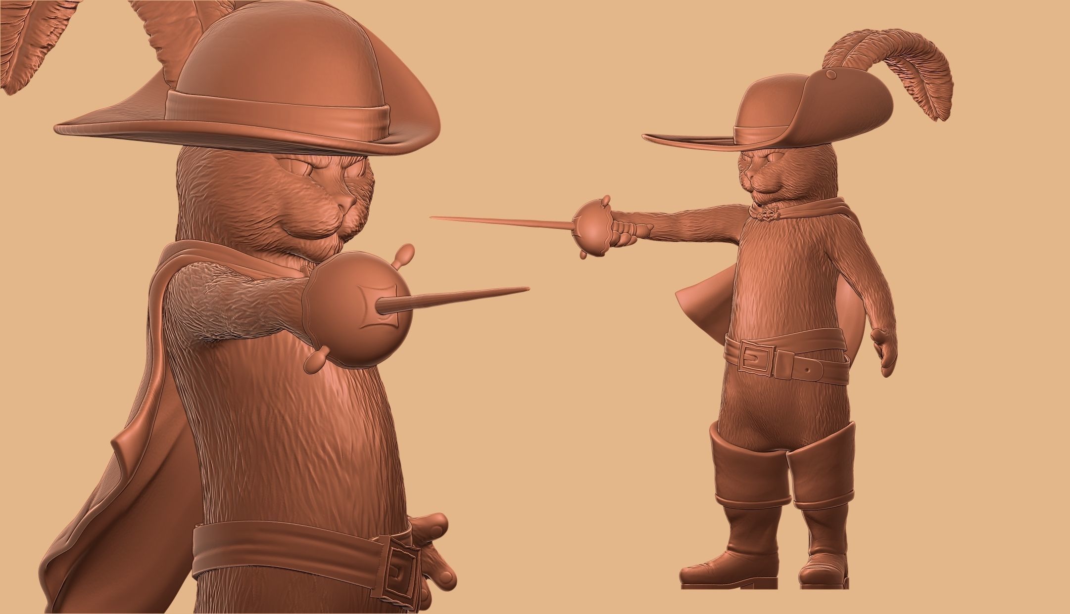 Gato con botas 3D print model_4