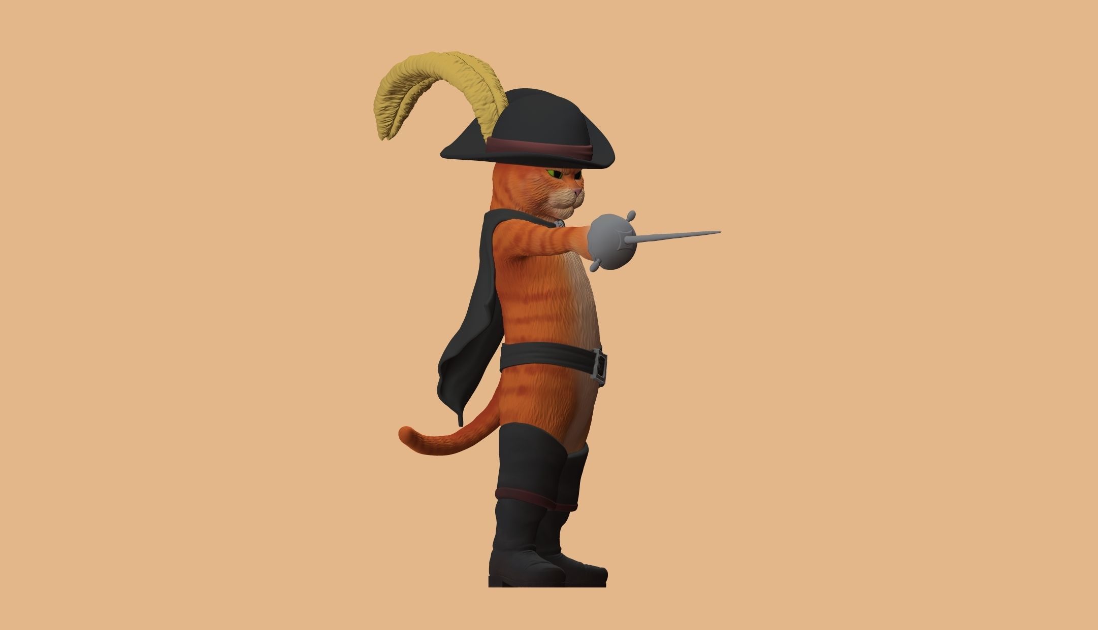 Gato con botas 3D print model_13