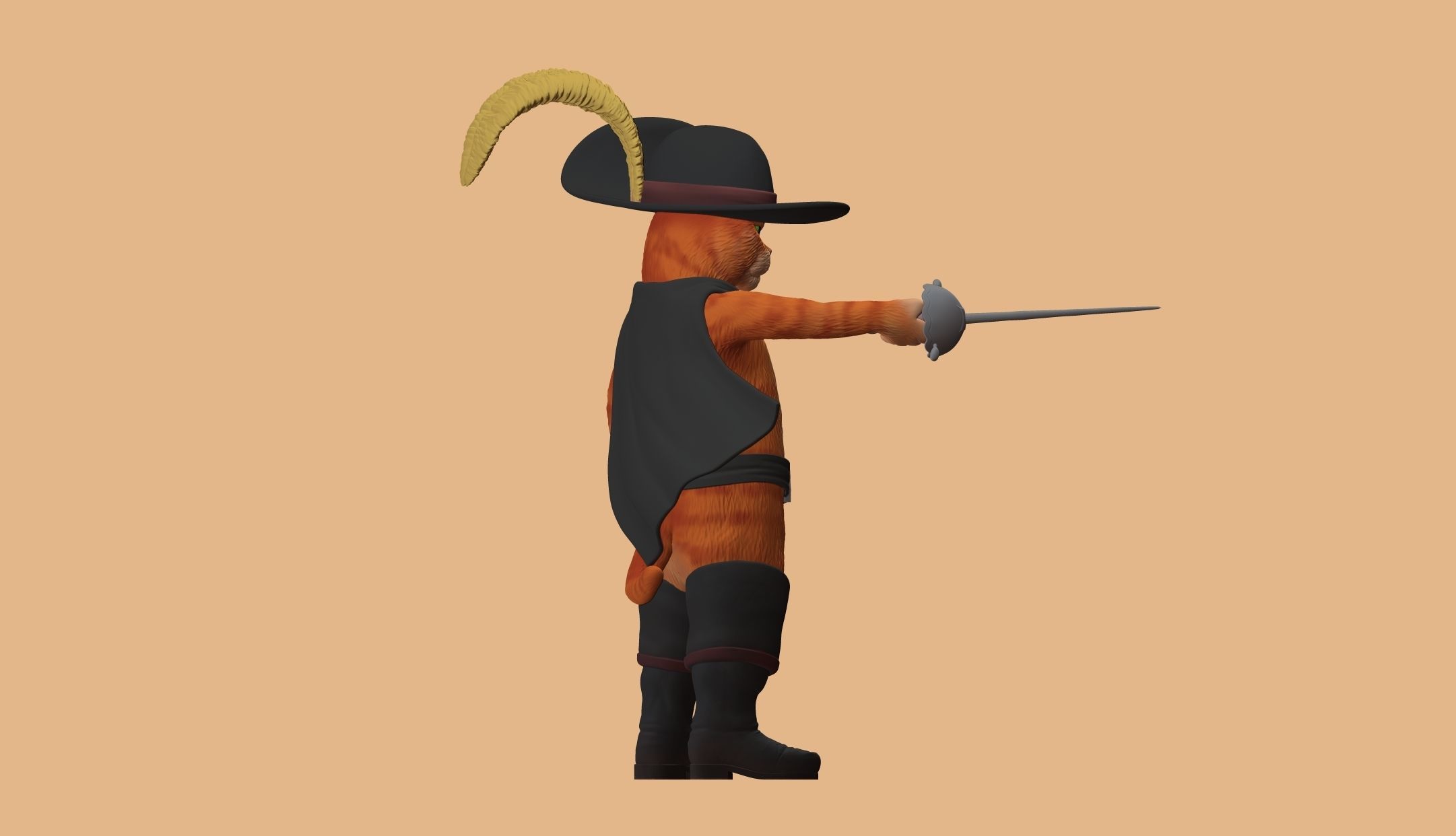 Gato con botas 3D print model_12