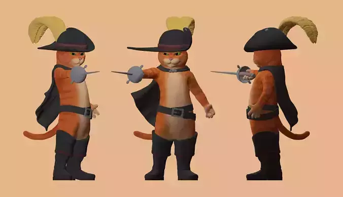 Gato con botas 3D print model