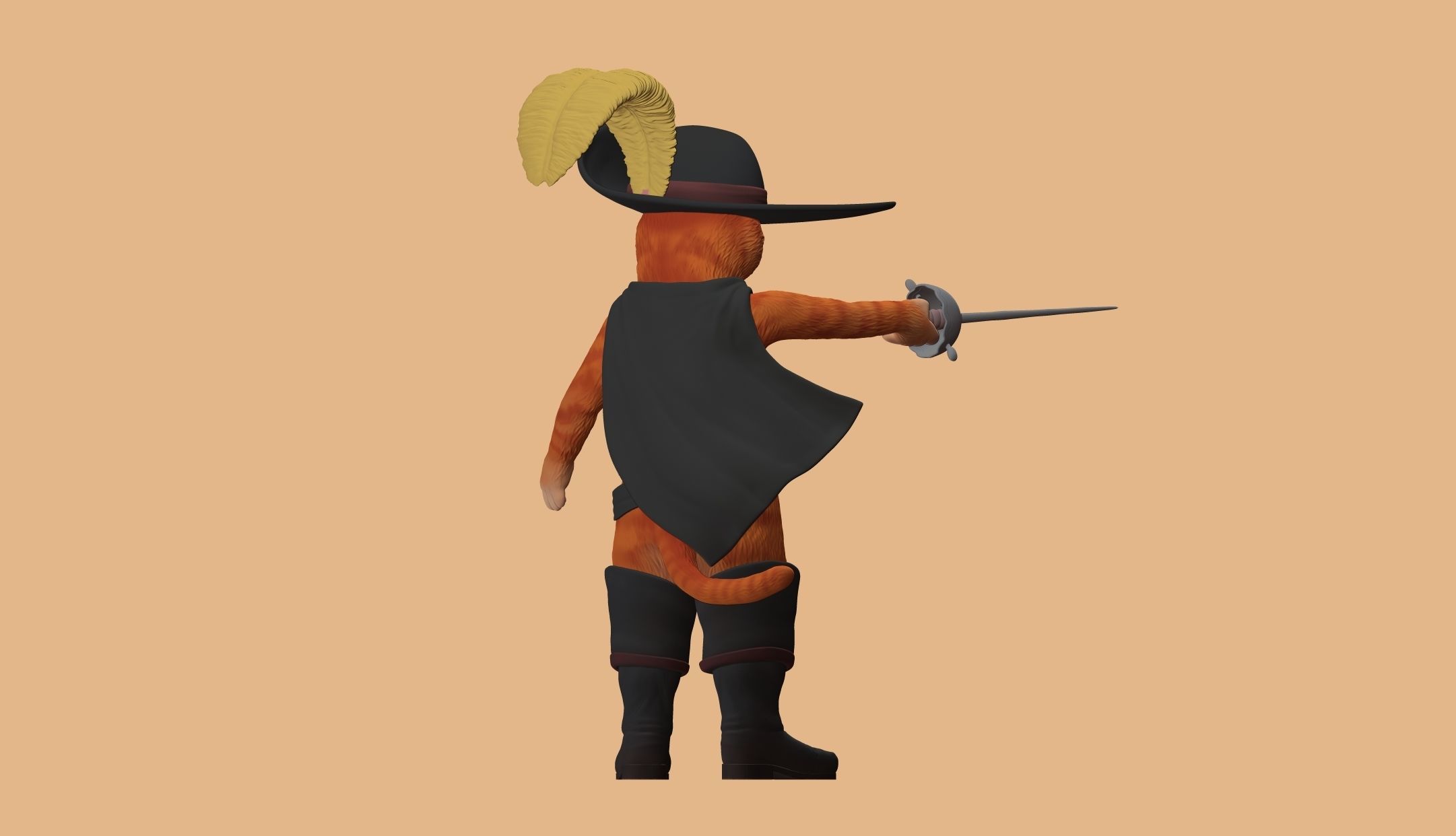 Gato con botas 3D print model_9