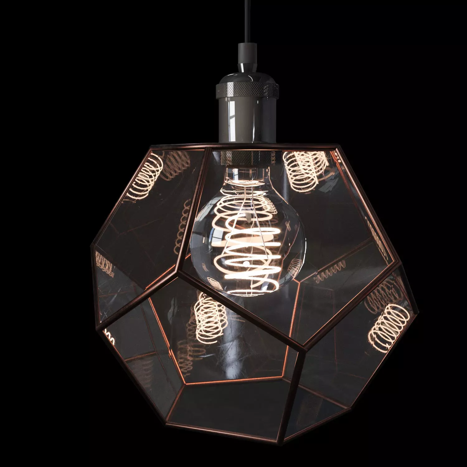 Pendant geometric glass light Dodecahedron Free 3D model_0