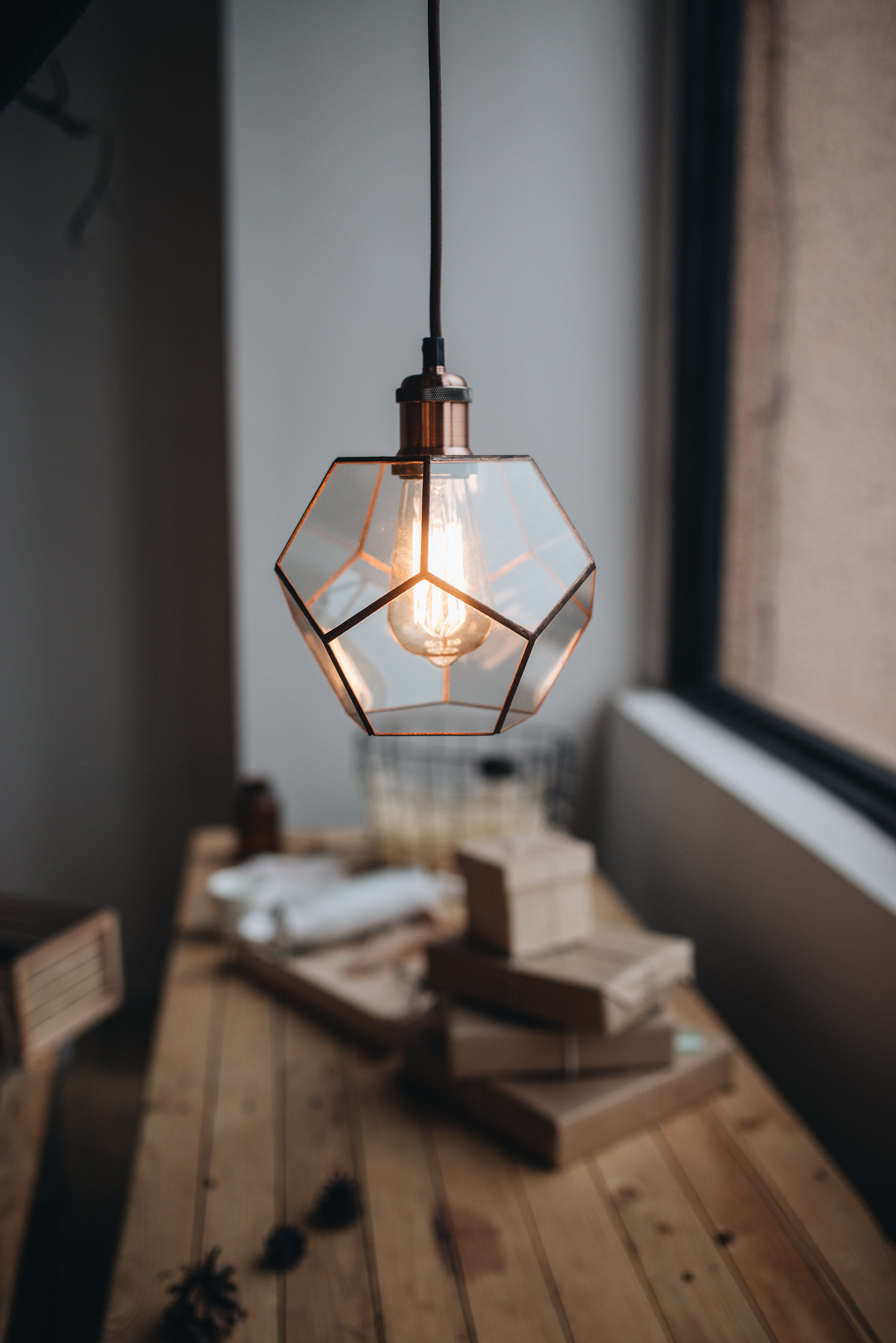 Pendant geometric glass light Dodecahedron Free 3D model_1