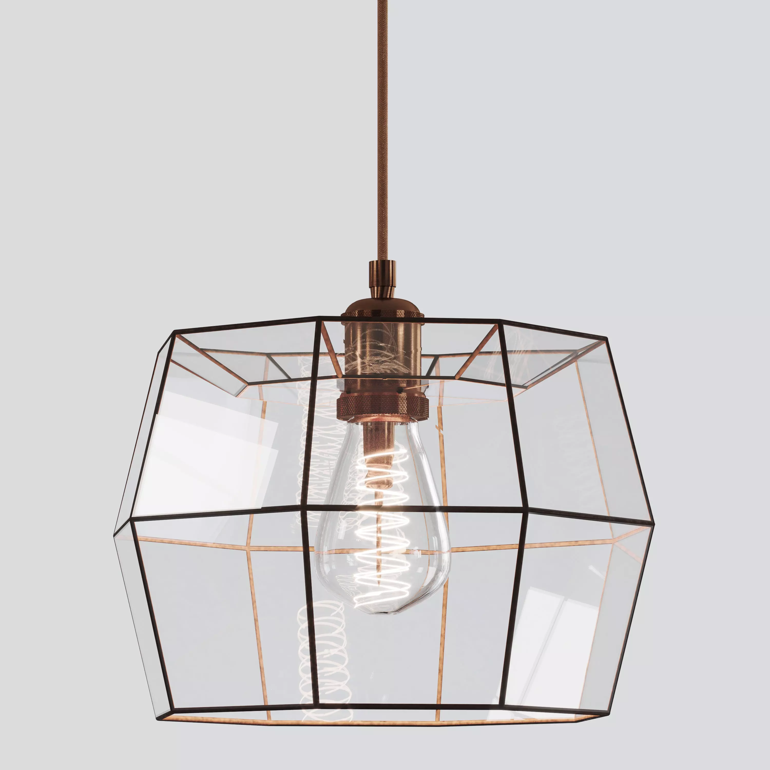 Pendant geometric glass light Loft Free 3D model_0