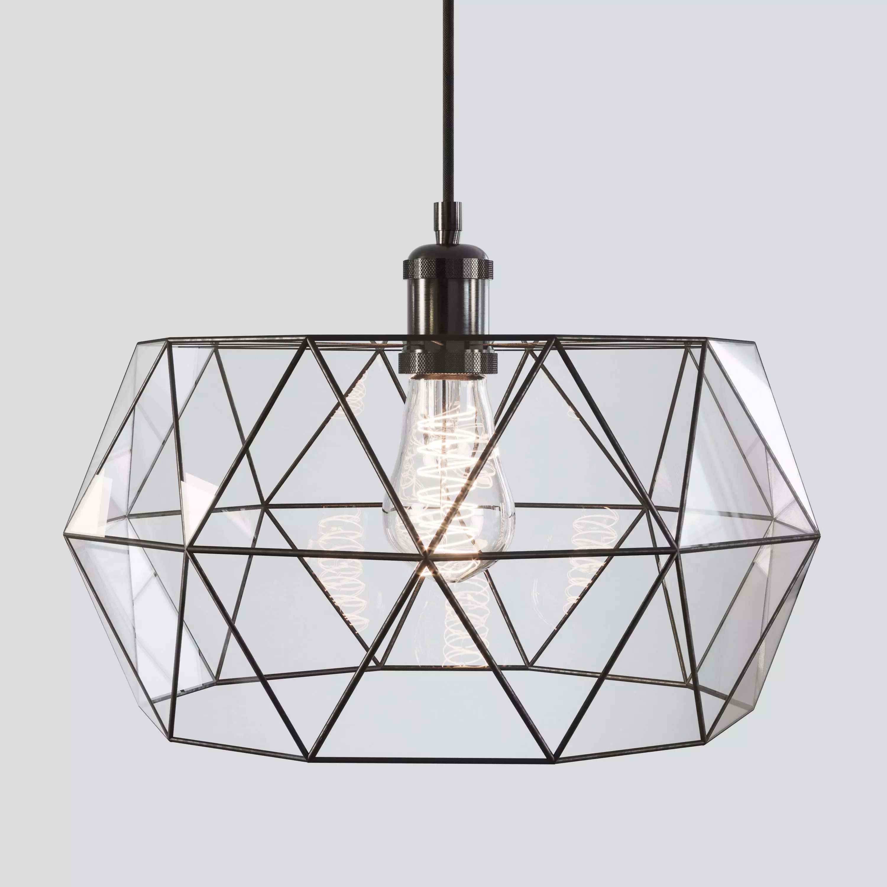 Pendant geometric glass light  Retro Free 3D model_0