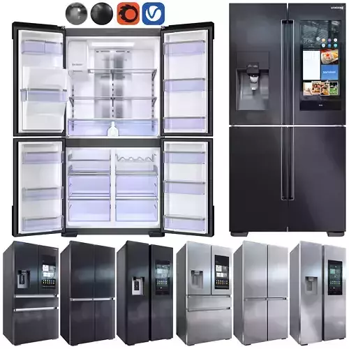 samsung refrigerator set Low-poly 3D model
