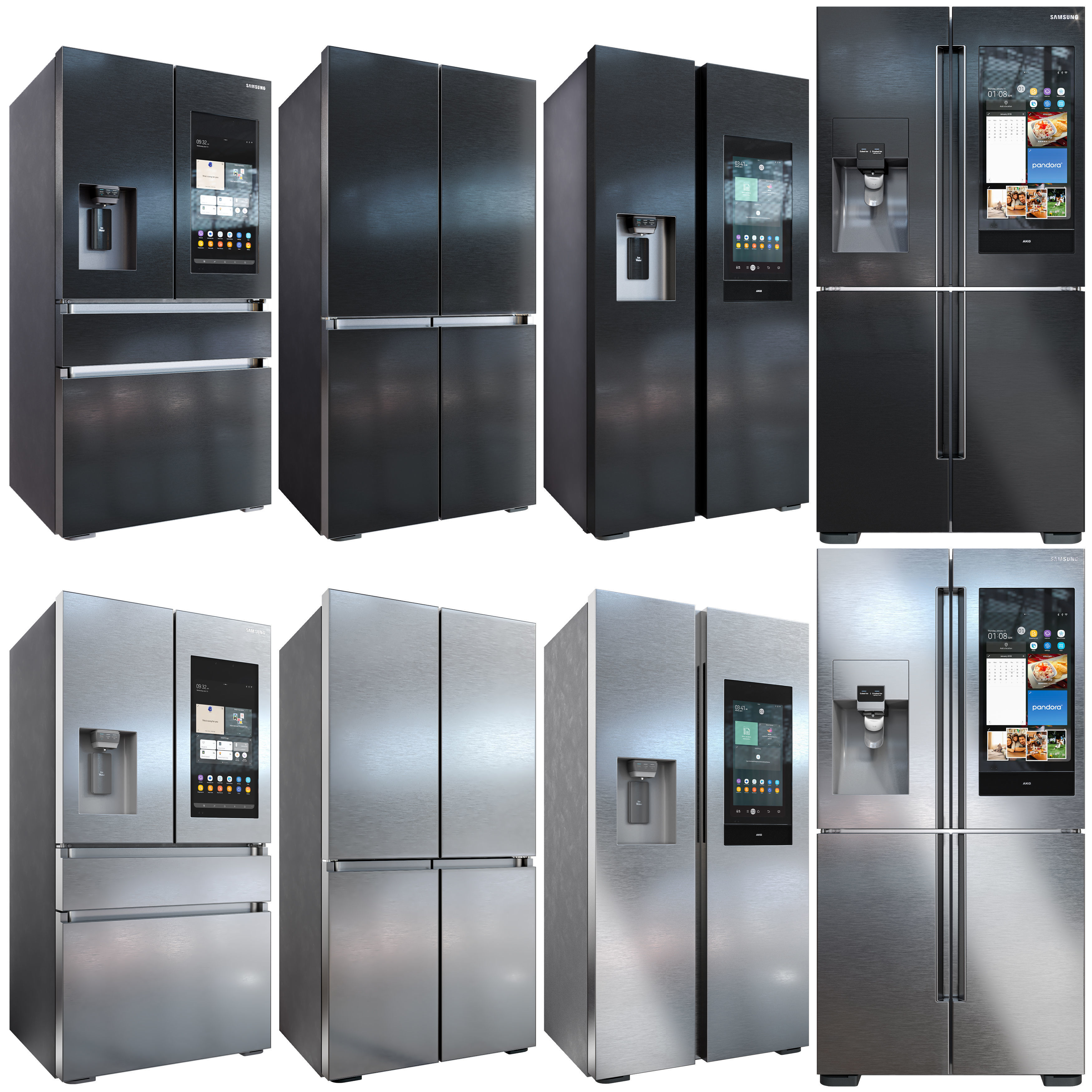 samsung refrigerator set Low-poly 3D model_2